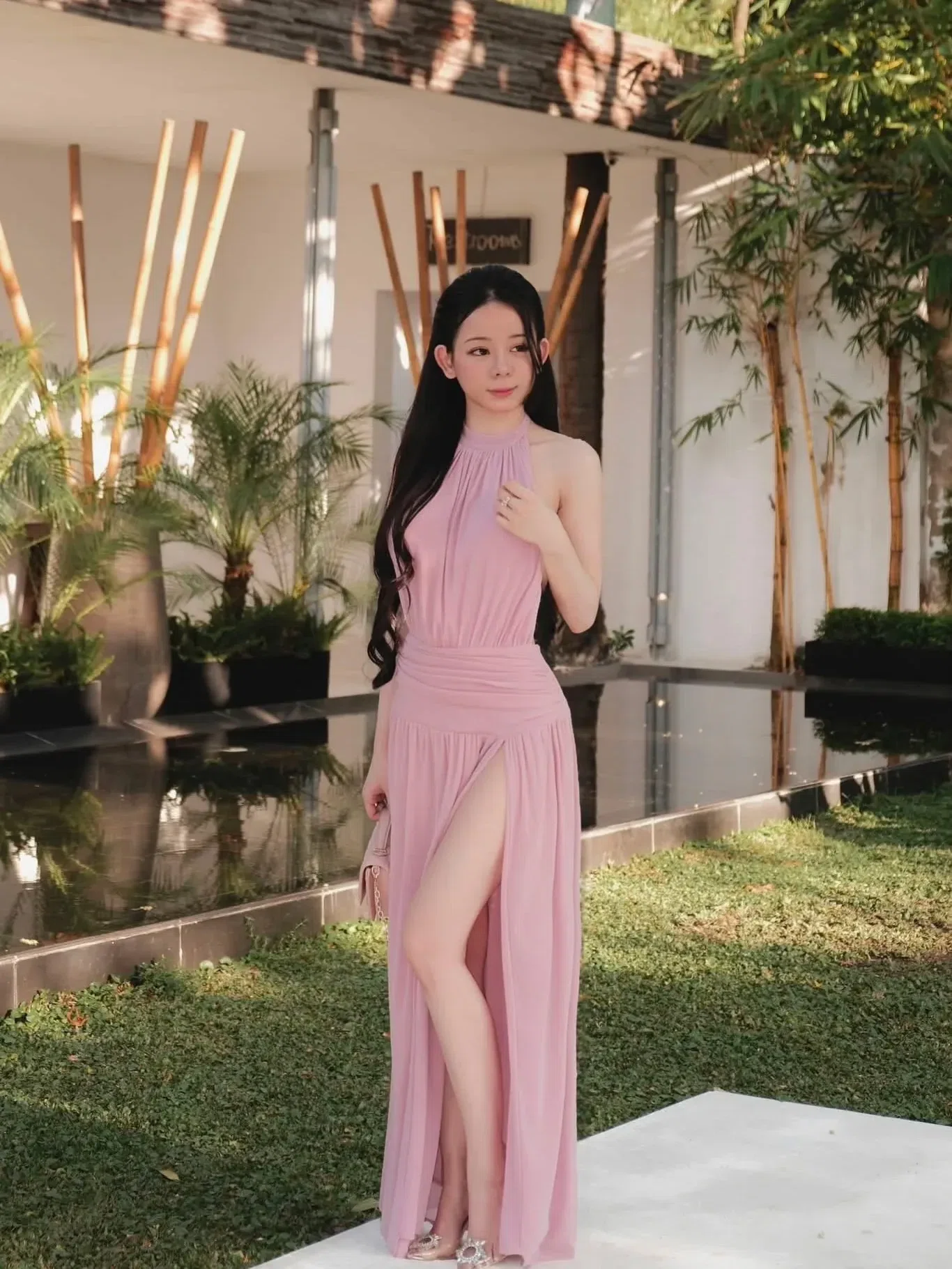 V597-598 Amoura Gown XANH & HỒNG 1