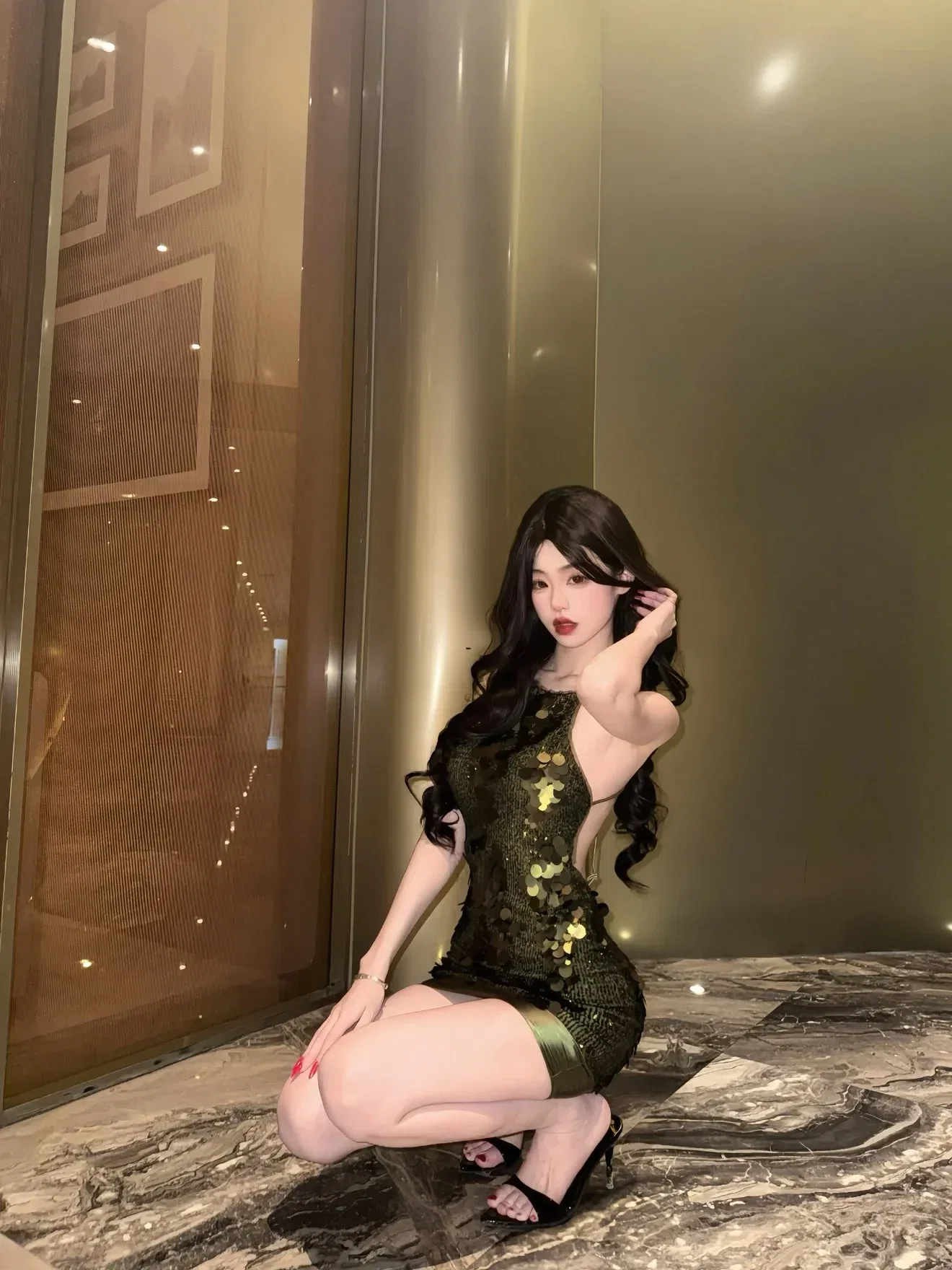Đầm sequin xanh đen cao cấp DX0014 17