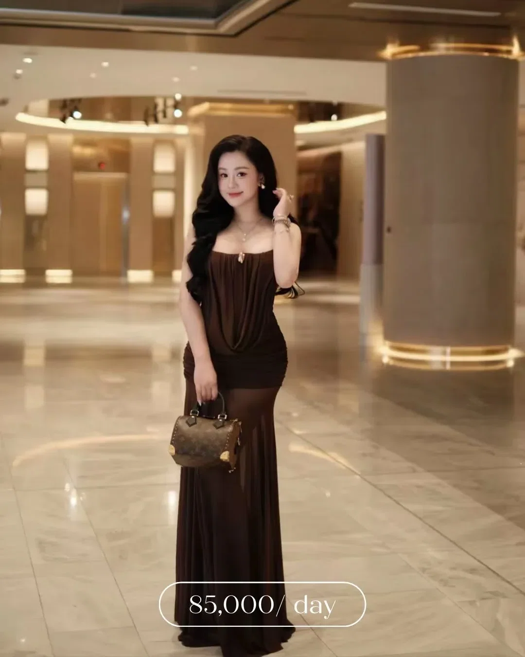 Đầm thun cổ đổ hai dây 1