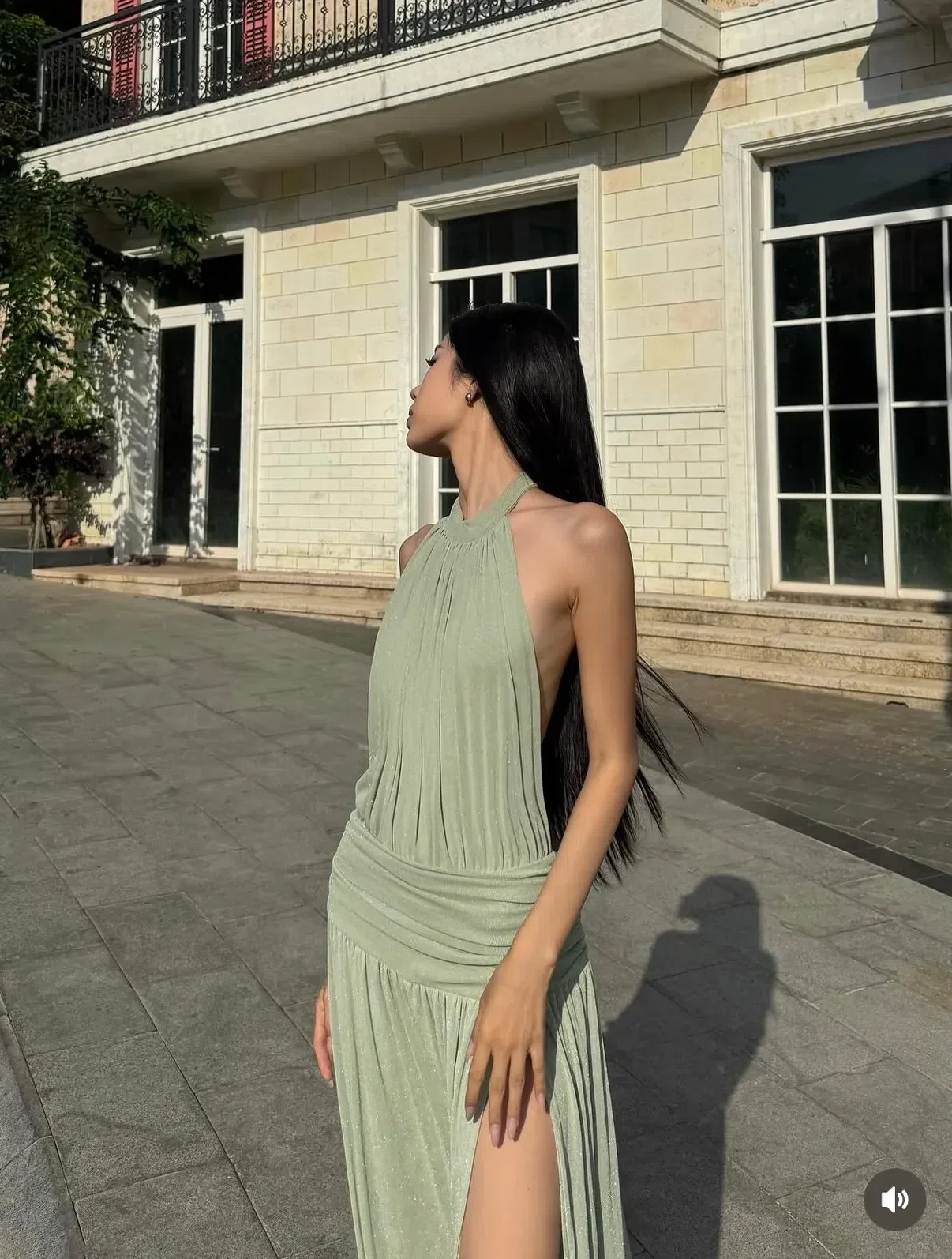 Amoura Dress - size M co giãn fit M, L (màu xanh lá) 10