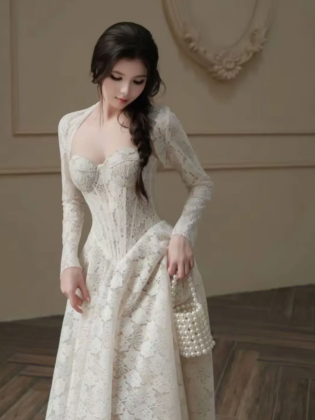SOVINTAGE HOUSE V358 OLIANA Đầm ren tay dài & V341 CELINA Đầm ren kèm khoác 8