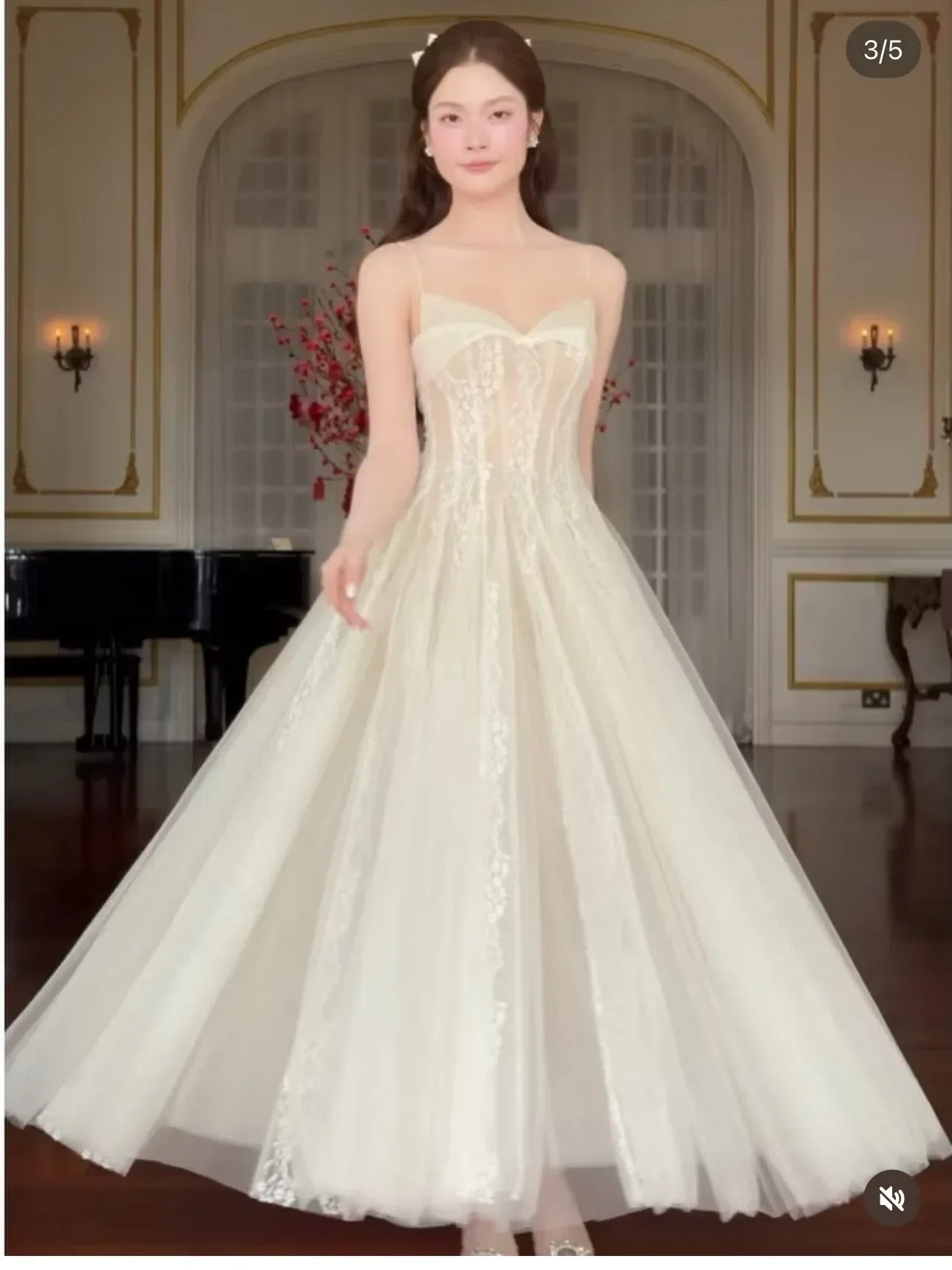V591 HERA Đầm ren hoa Sò 6