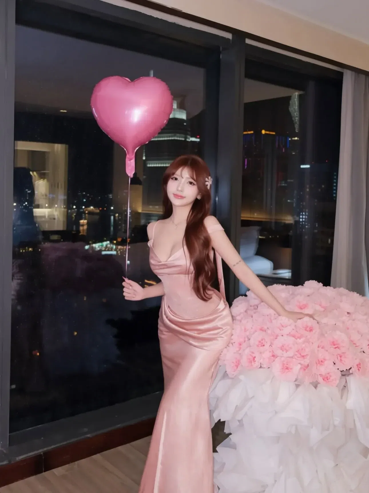 Brand: @thao_bibii, Item Name: Váy lụa HỒNG Tbb (có TRẮNG S) 7