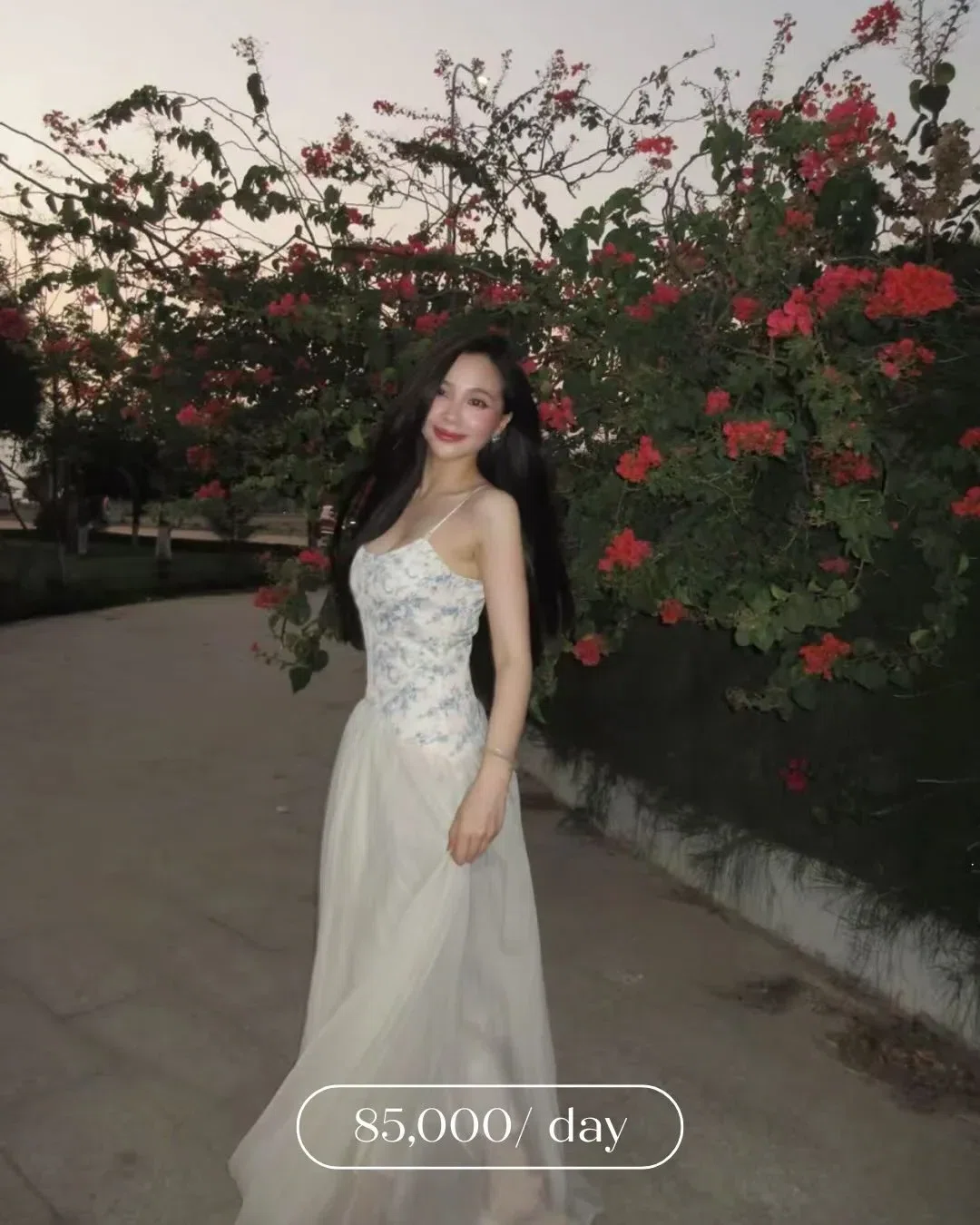 Đầm maxi dây hoa nhí xanh 1