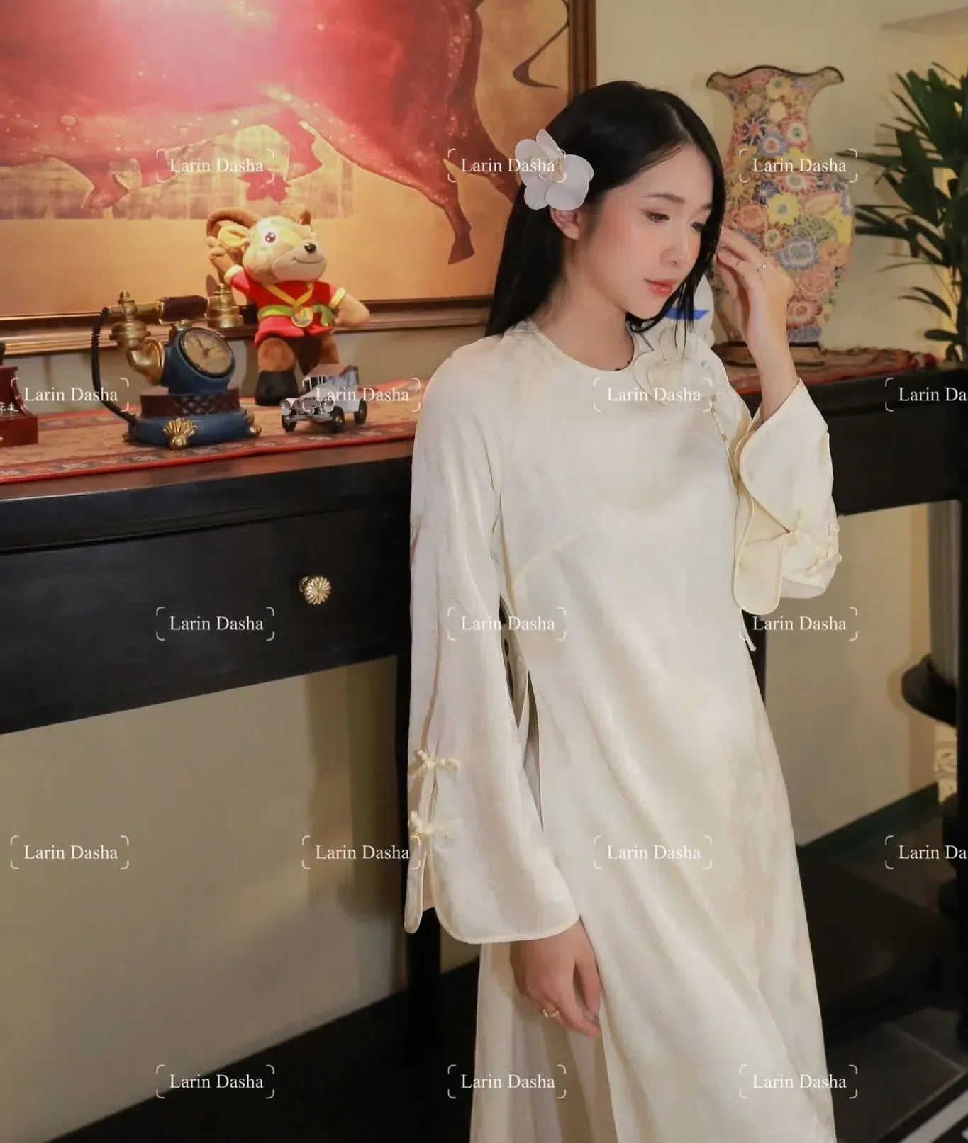 ÁO DÀI TRÂN SA ĐÍNH LAN HỒ ĐIỆP 3