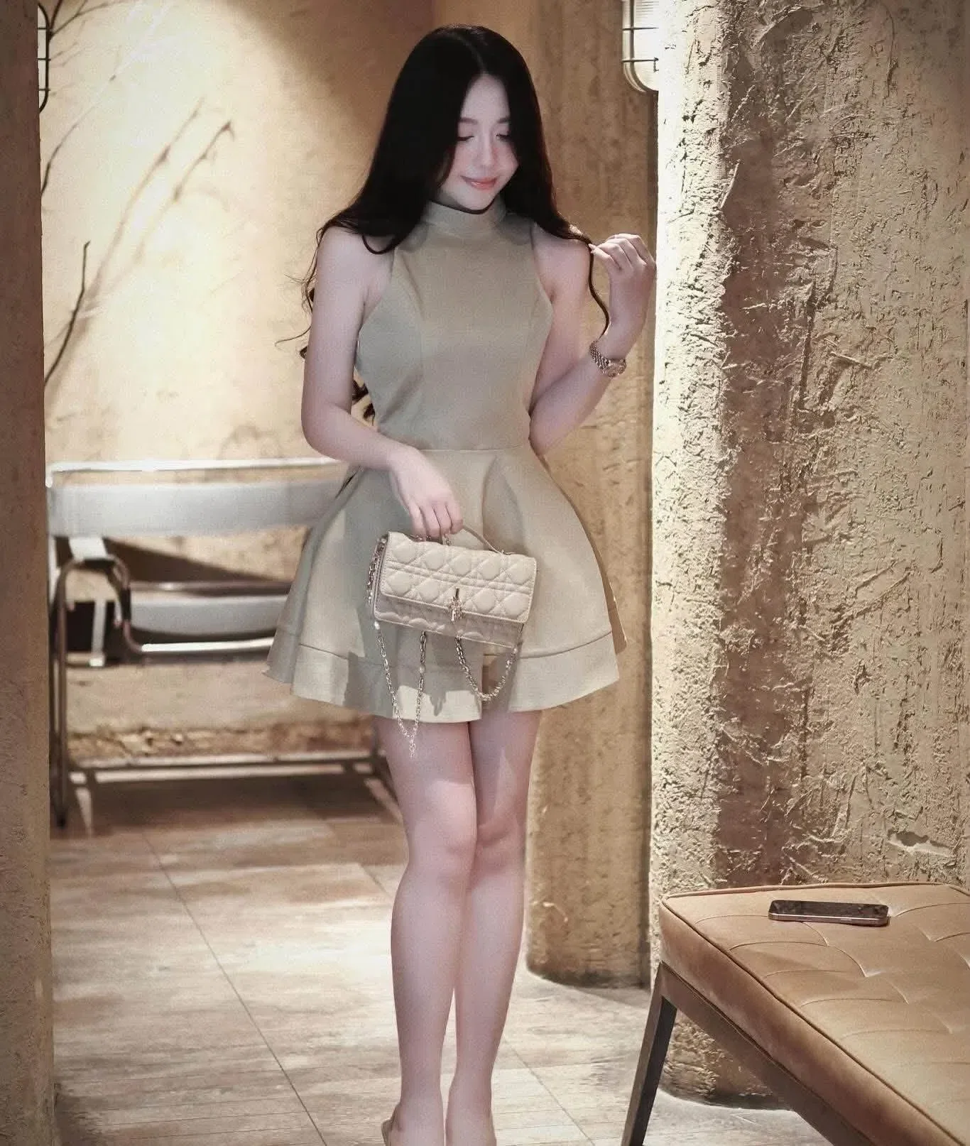 VÁY KAKI HỞ LƯNG CÓ NƠ 4