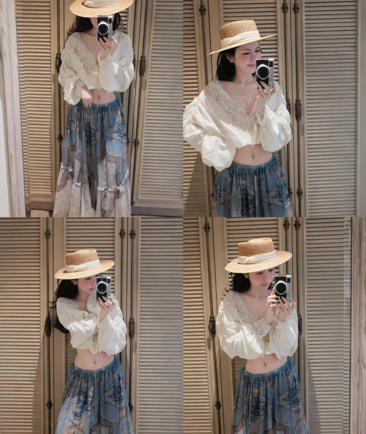 SET ÁO PHỐI REN MIX CHÂN VÁY TƠ DÀI 1