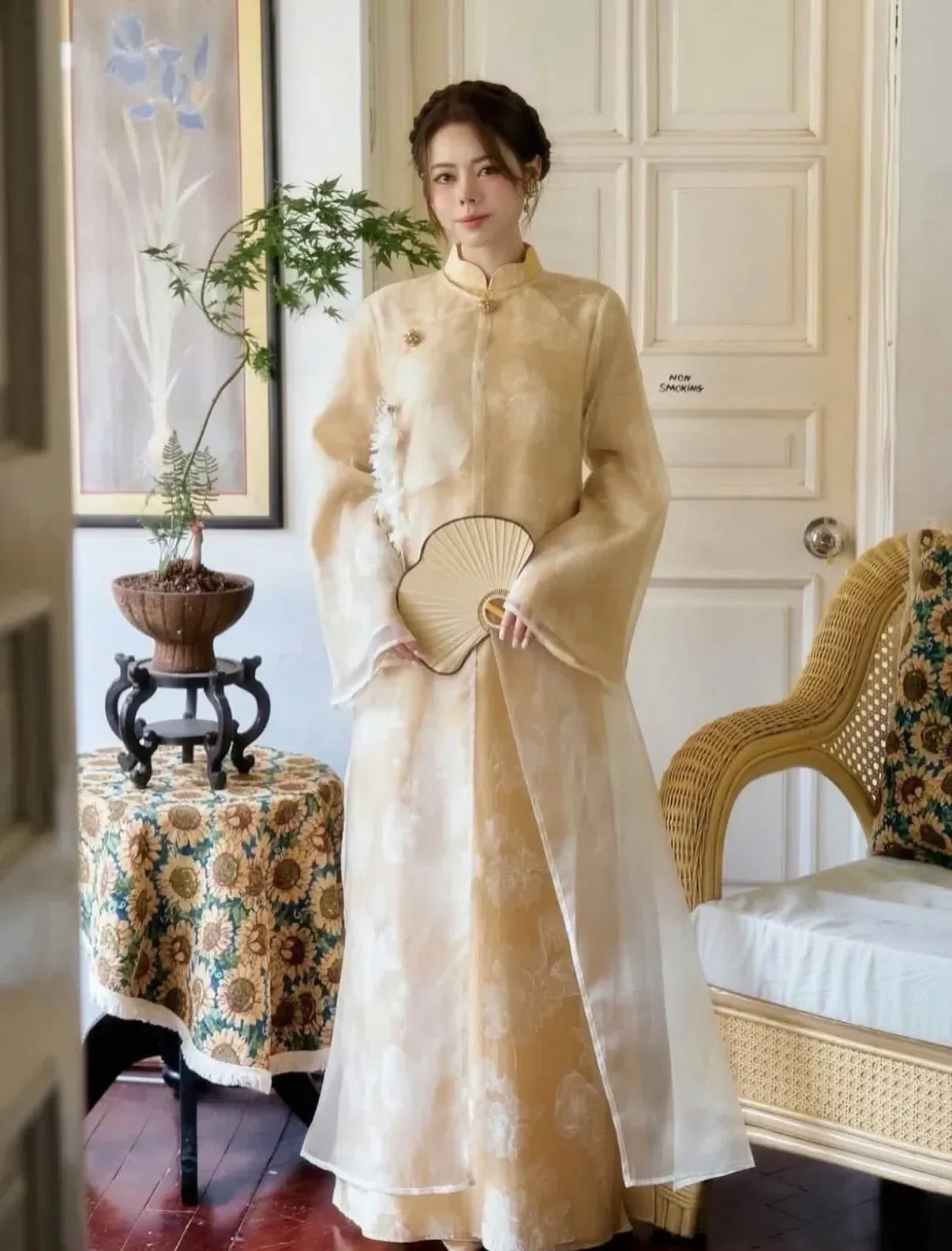 Áo dài Mạc Uyển - size L (set gồm hoa cài) 8