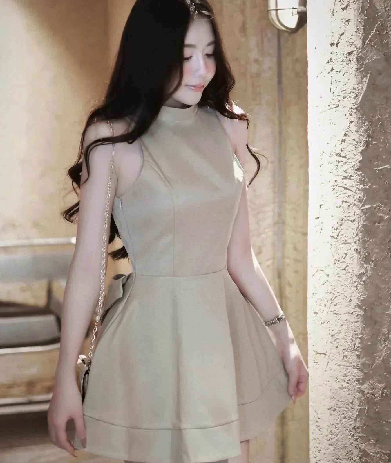 VÁY KAKI HỞ LƯNG CÓ NƠ 5