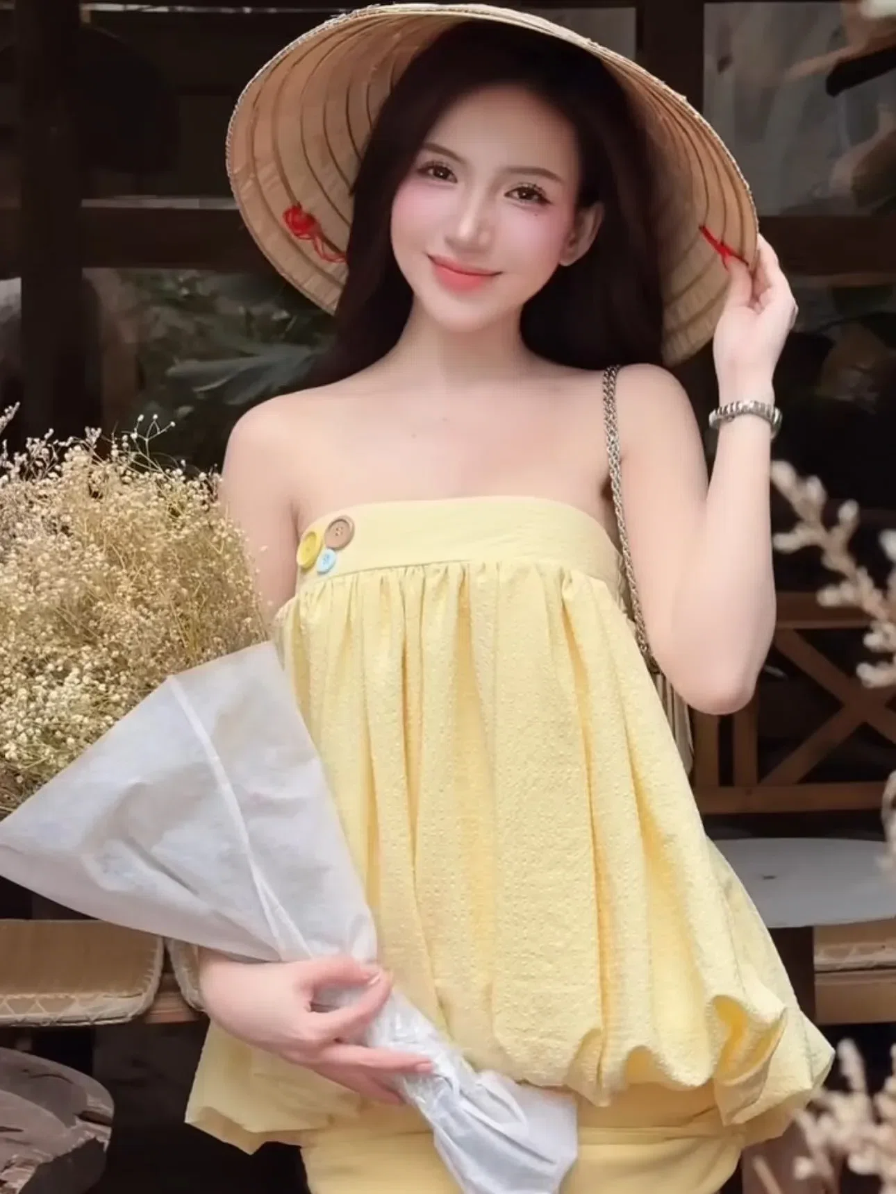 V652 Set vàng áo xốp bí 2