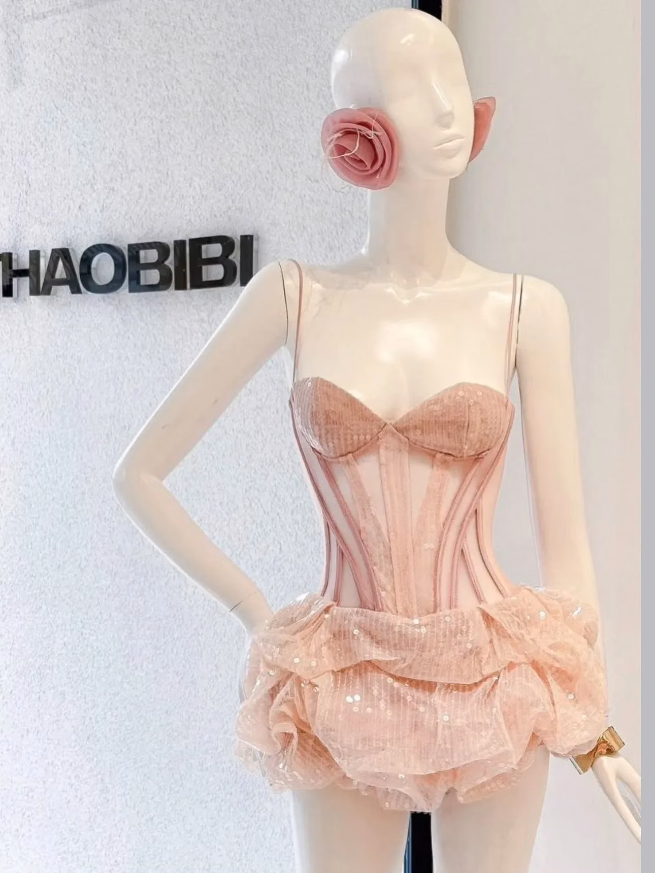 Đầm 2 dây kim sa NÂU Tbb (có HỒNG) @thao_bibii 12