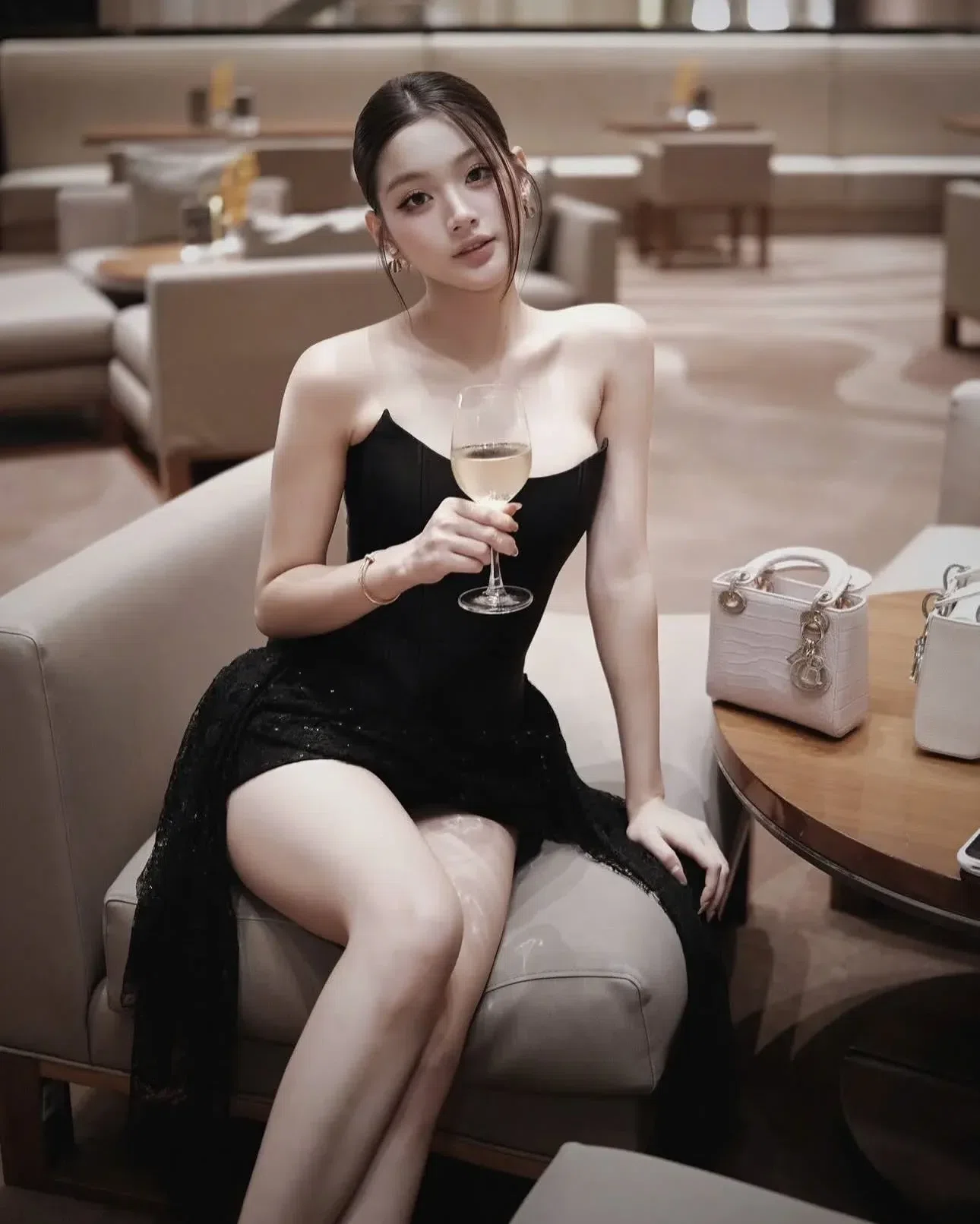 Áo choàng ren nhũ x Váy corset tà ren nhũ 2