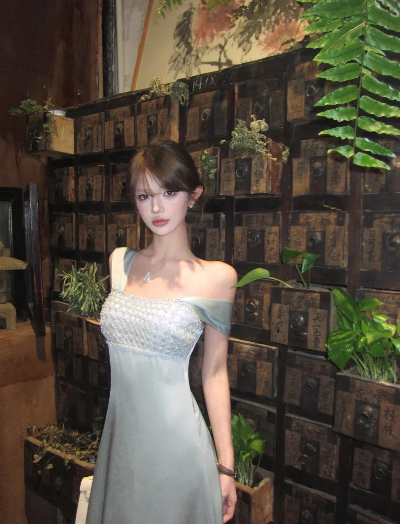 Siena Dress - Váy lụa xanh DX0012 17
