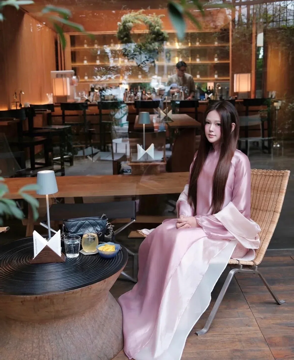 Áo dài Hồng Sa - size L fit M, L 12
