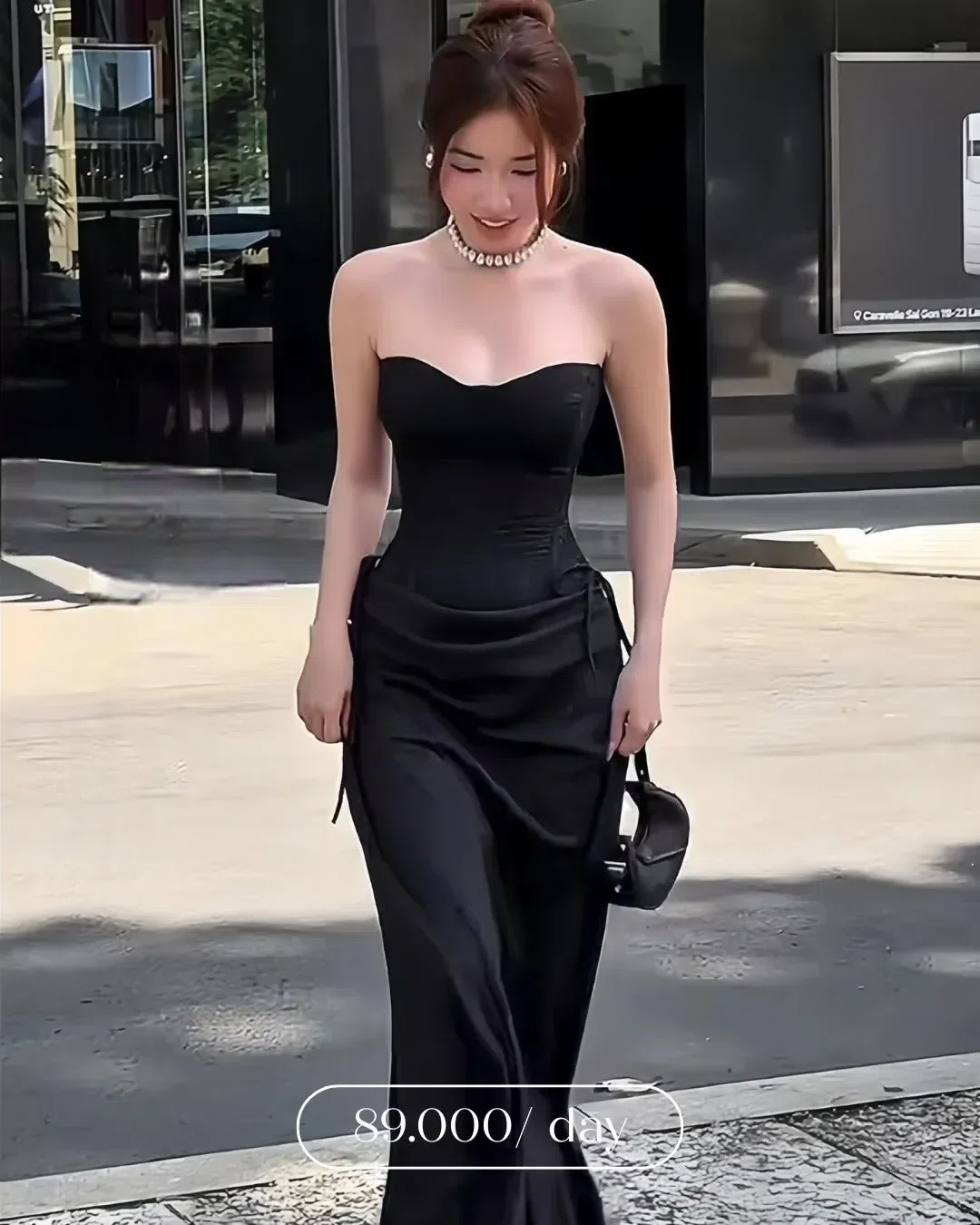 Áo corset cúp đan dây x Chân váy lụa rút dây 1