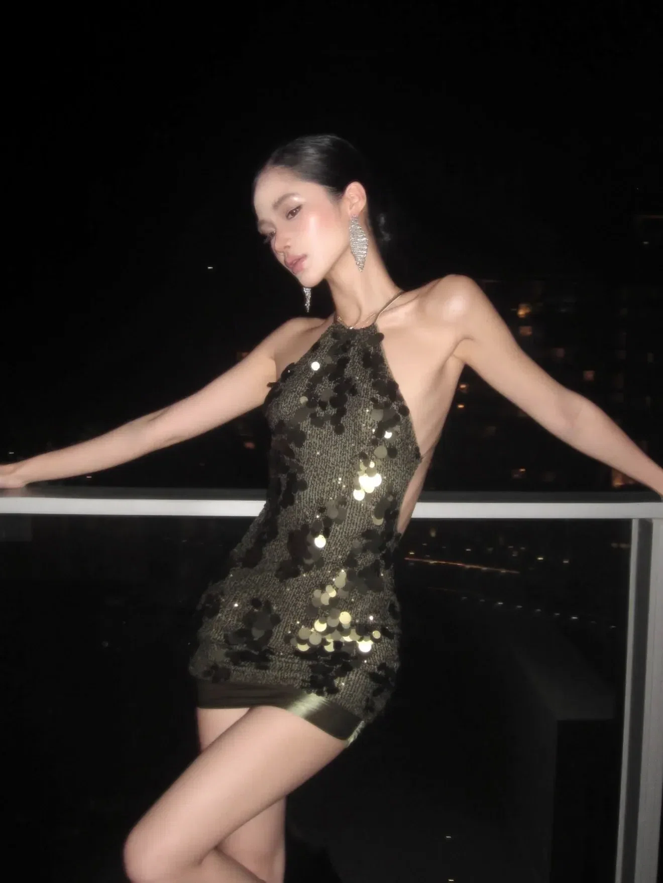 Đầm sequin xanh đen cao cấp DX0014 3