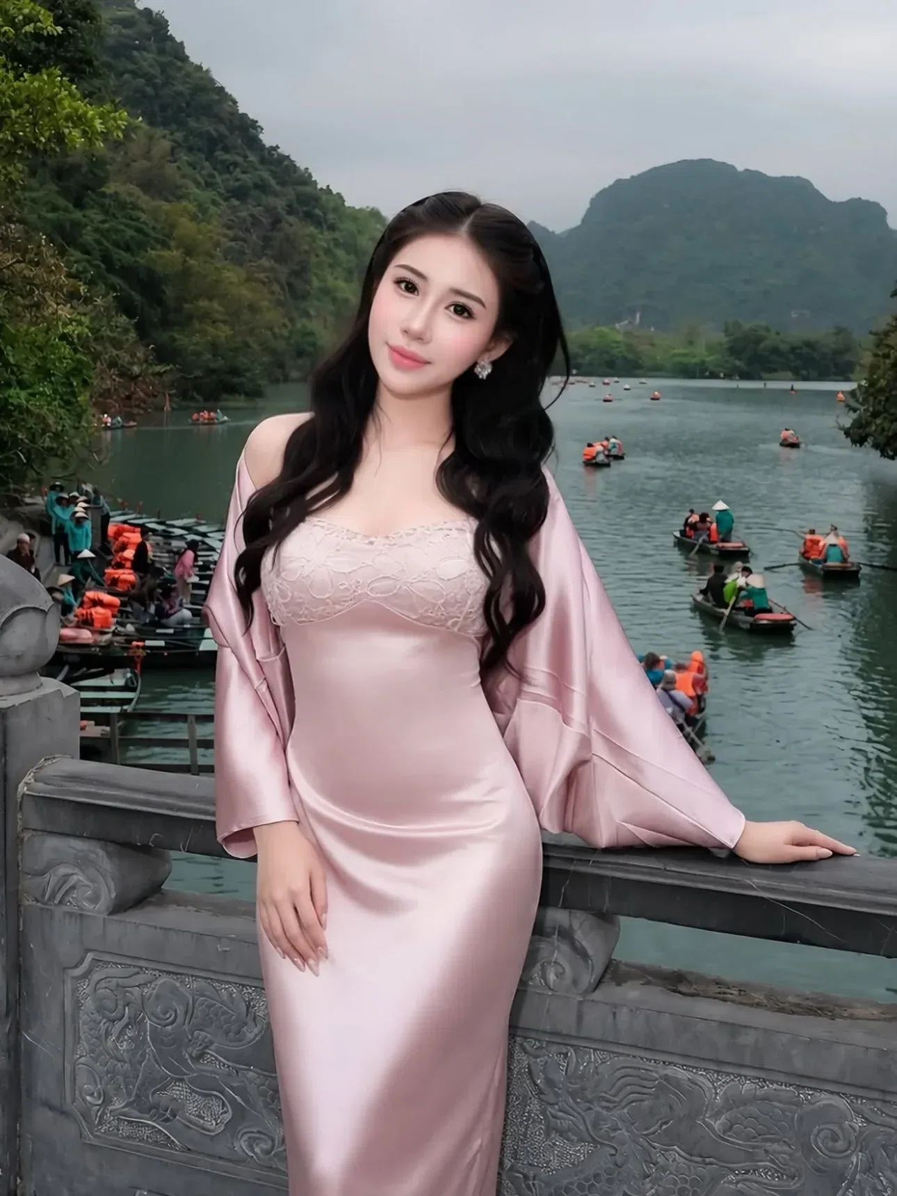 Sẵn HỒNG, KEM, XANH V408 Set lụa Tô Châu Kem size S 4