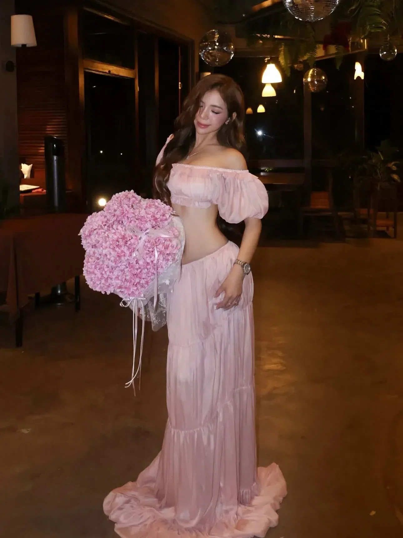 V593 LuNa Set hồng trễ vai (ảnh thật cuối) 1
