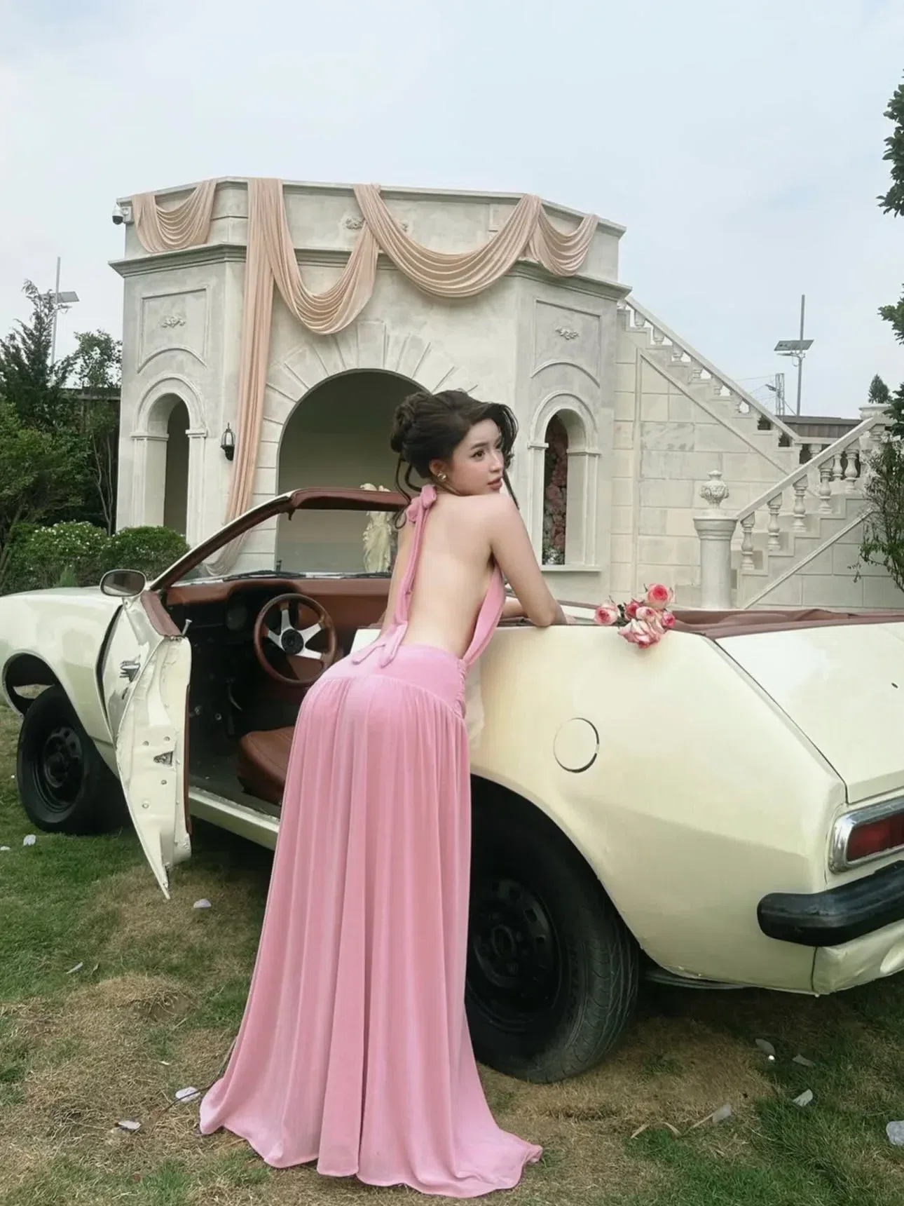 V597-598 Amoura Gown XANH & HỒNG 5