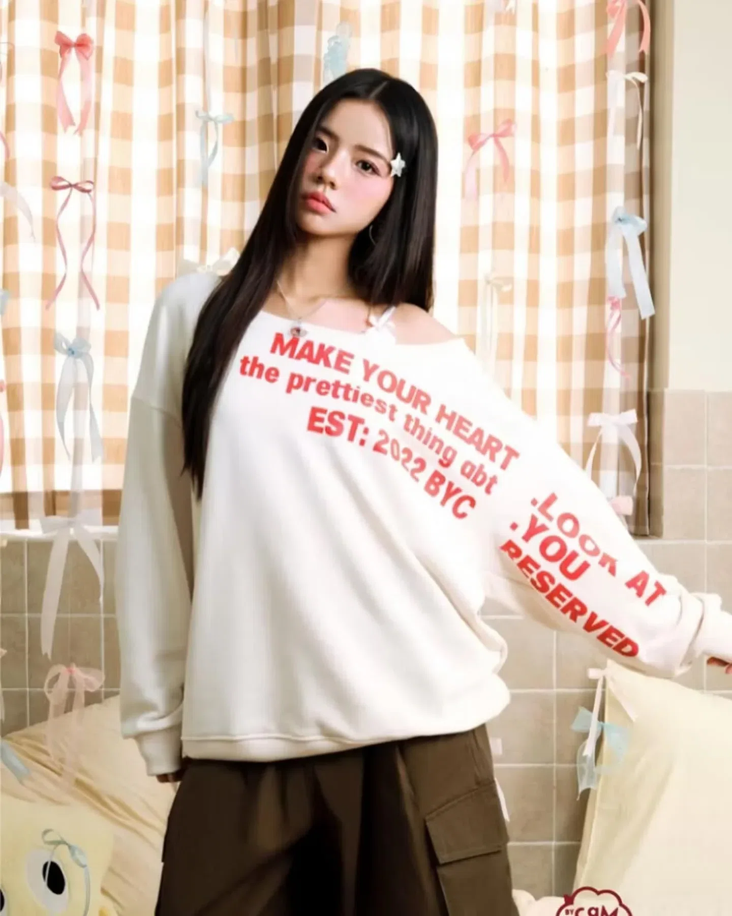 Áo Sweater Lệch Vai Dáng Rộng Hàn Quốc Mùa Thu size M 3