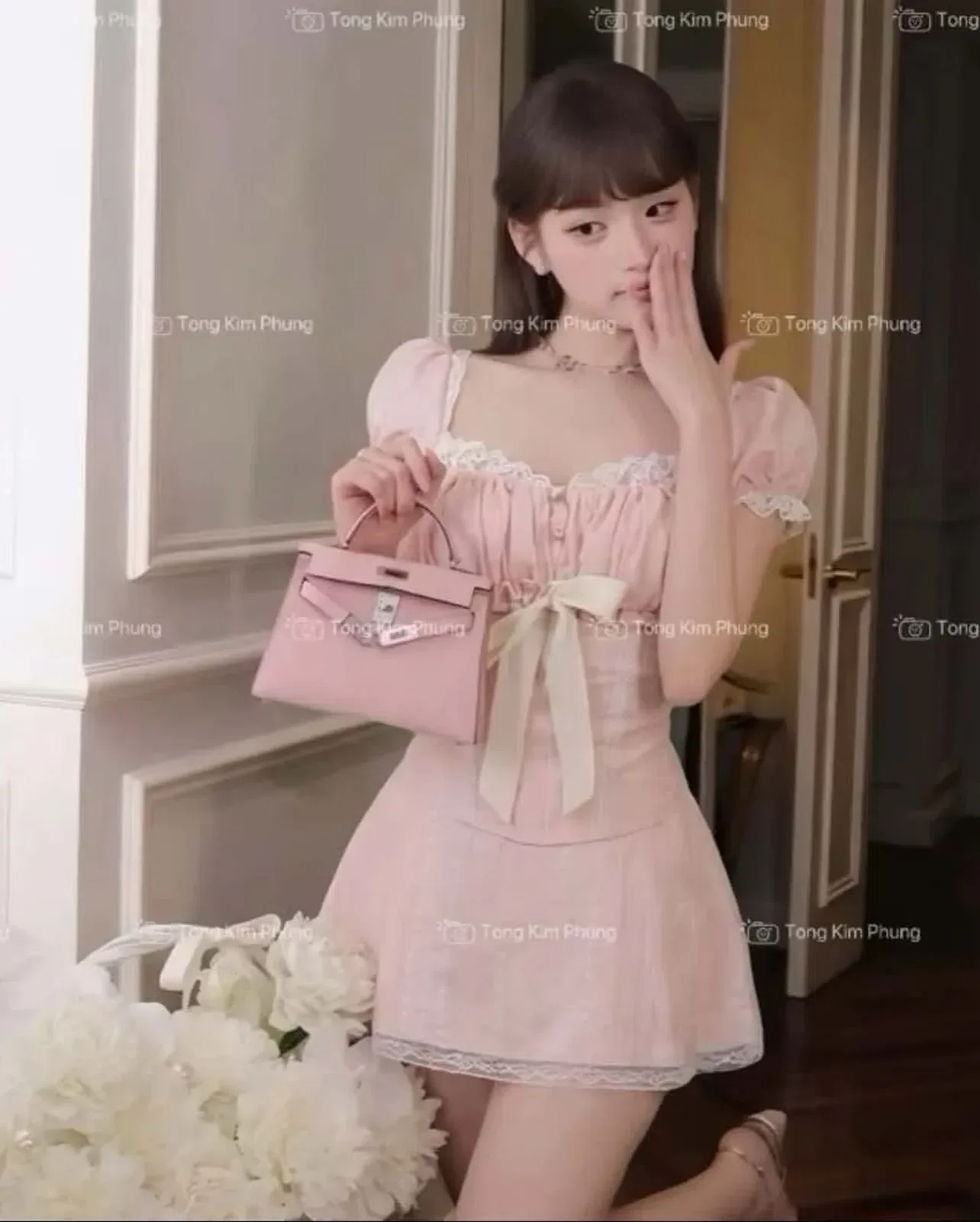 +1 set em váy hồng cute phô mai que choa các nàng đi chơiiii nekk😍 3