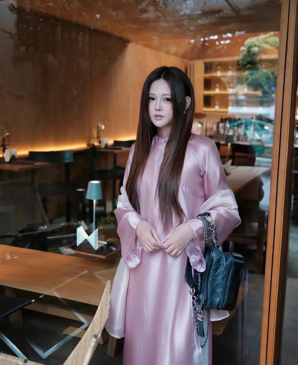 Áo dài Hồng Sa - size L fit M, L 13