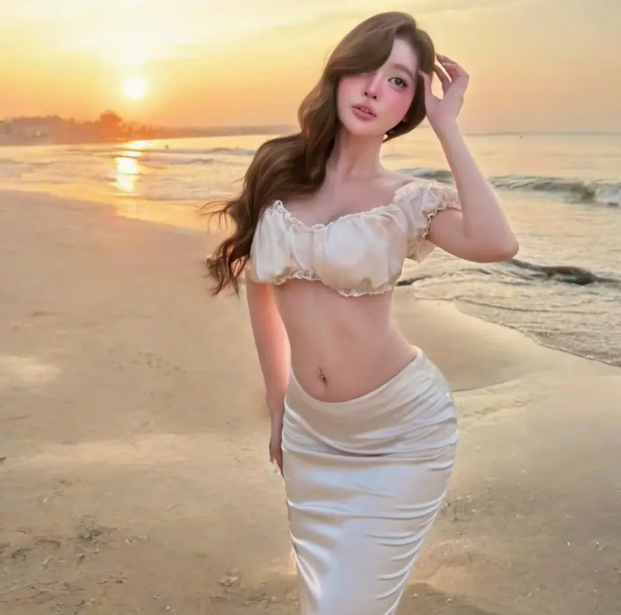 SET ÁO CRT TRỄ VAI KÈM CHÂN VÁY ĐUÔI CÁ ĐI BIỂN 3