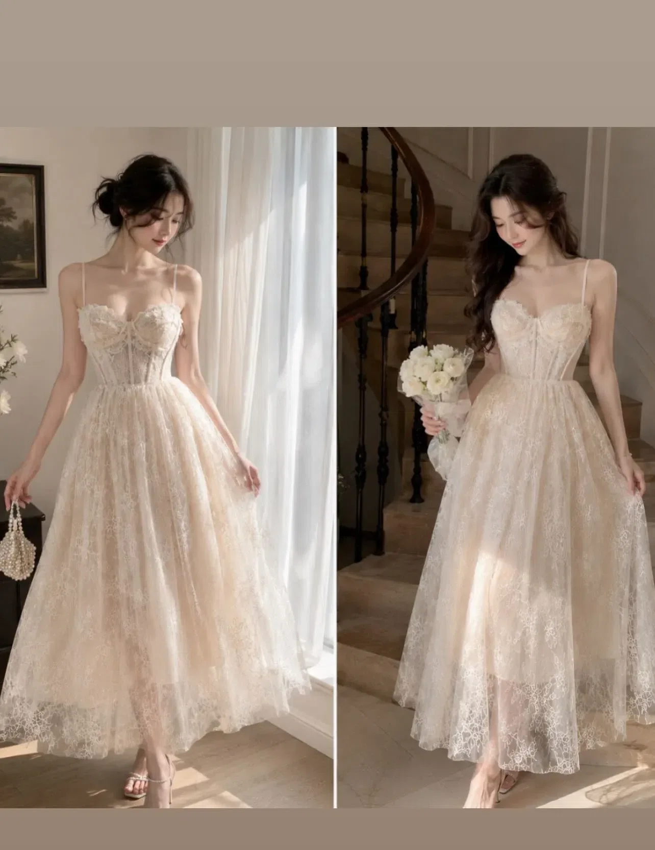 VÁY REN TRẮNG DÁNG DÀI 2