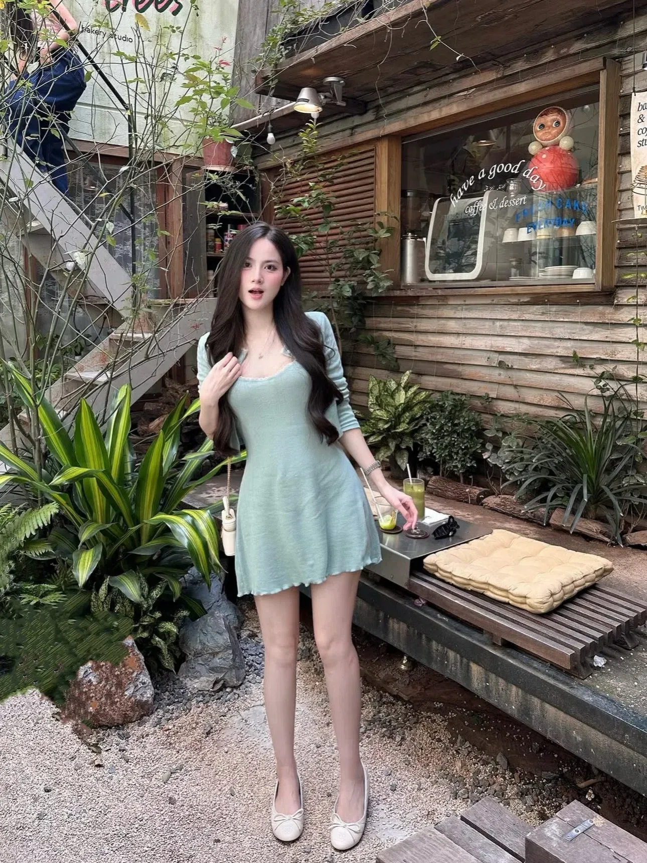 SIZE S~V664 Set Xanh kèm choàng ENEN 5