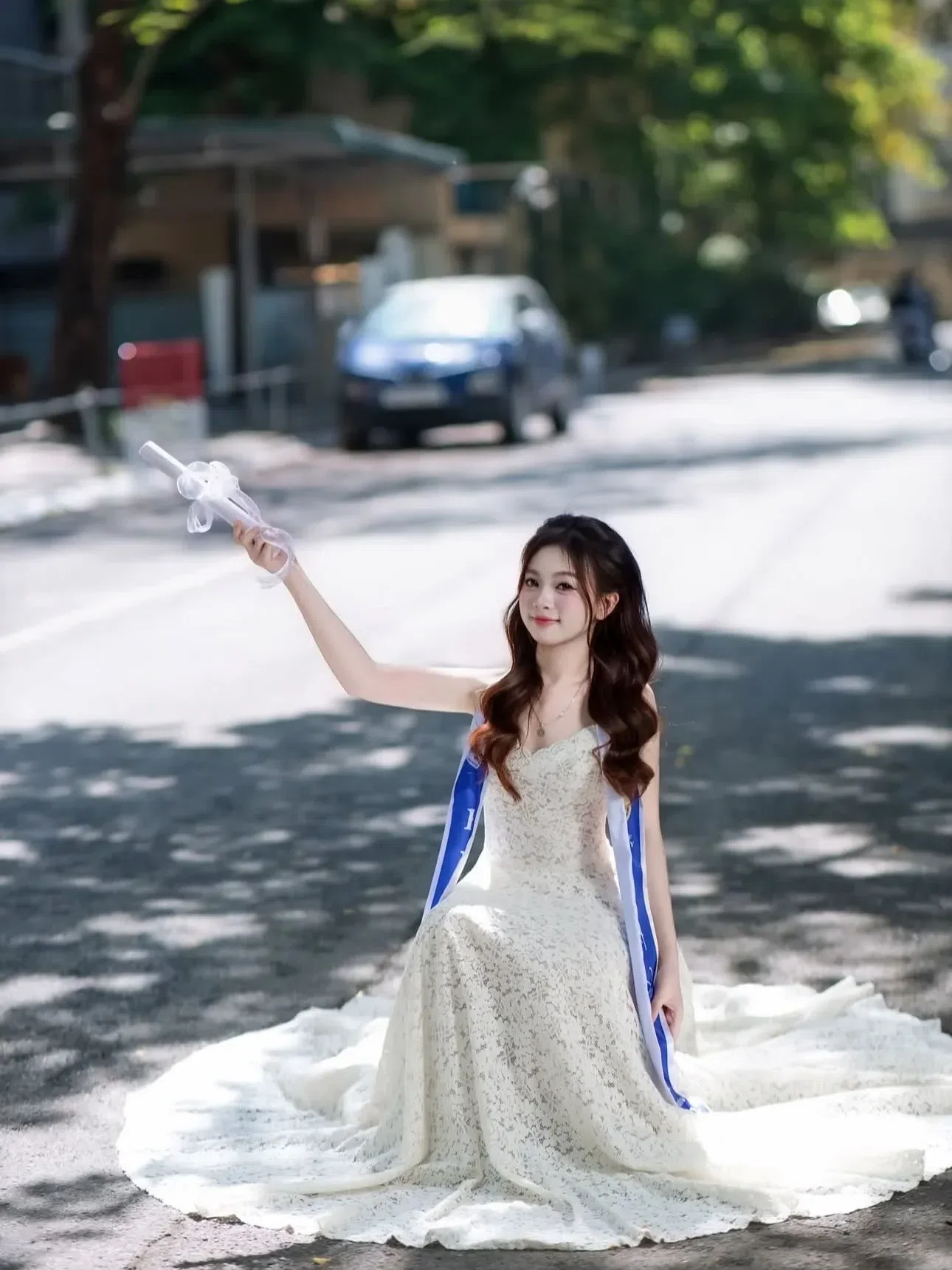 V487 AULERA đầm ren hoa đính kết 6