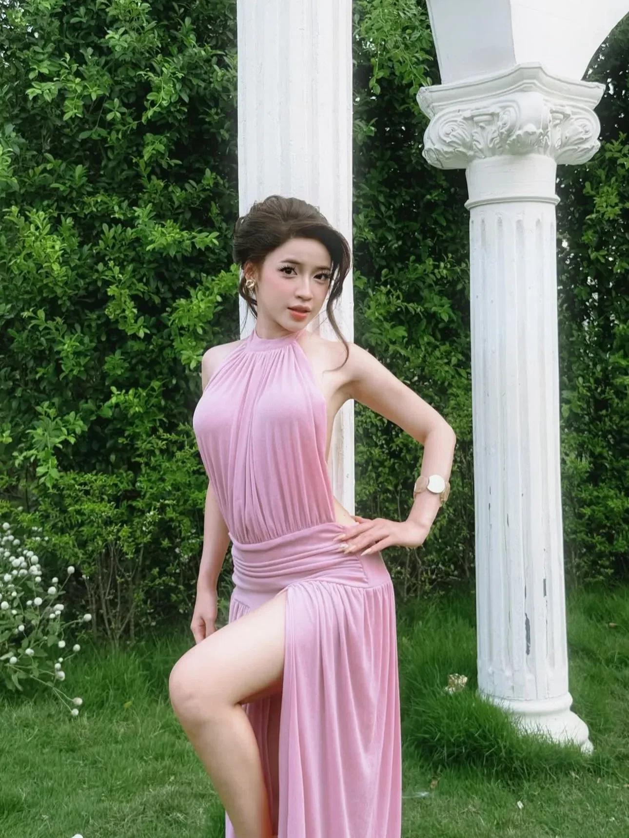 V597-598 Amoura Gown XANH & HỒNG 6
