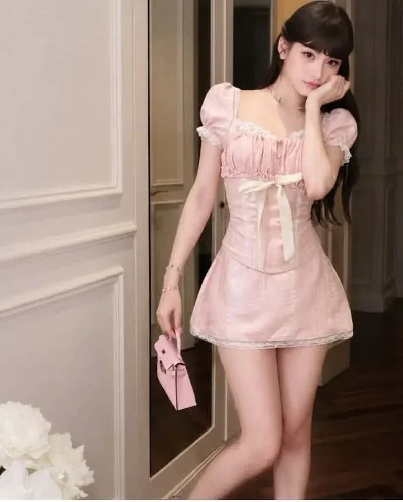 +1 set em váy hồng cute phô mai que choa các nàng đi chơiiii nekk😍 2