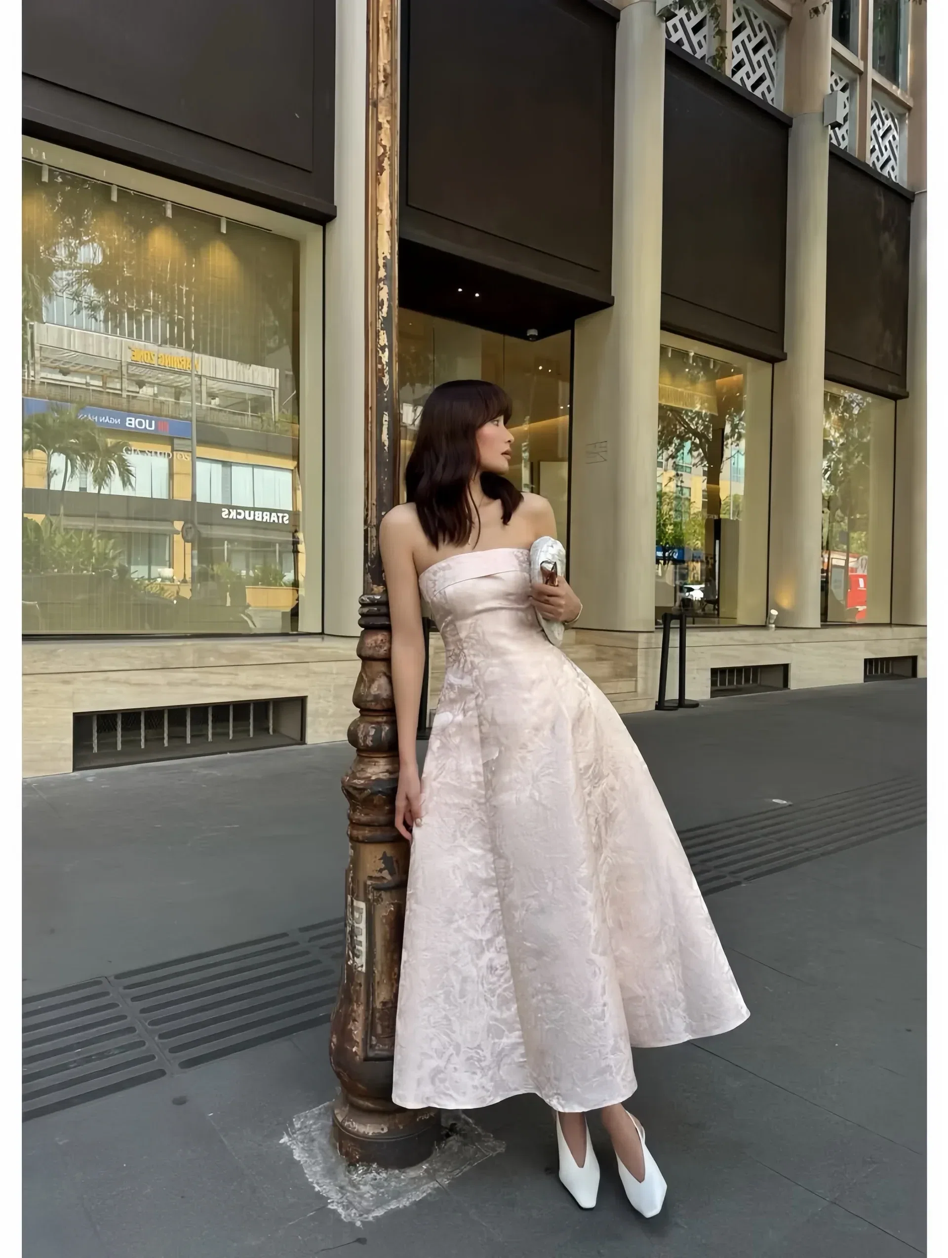 Diana dress màu hồng da 2