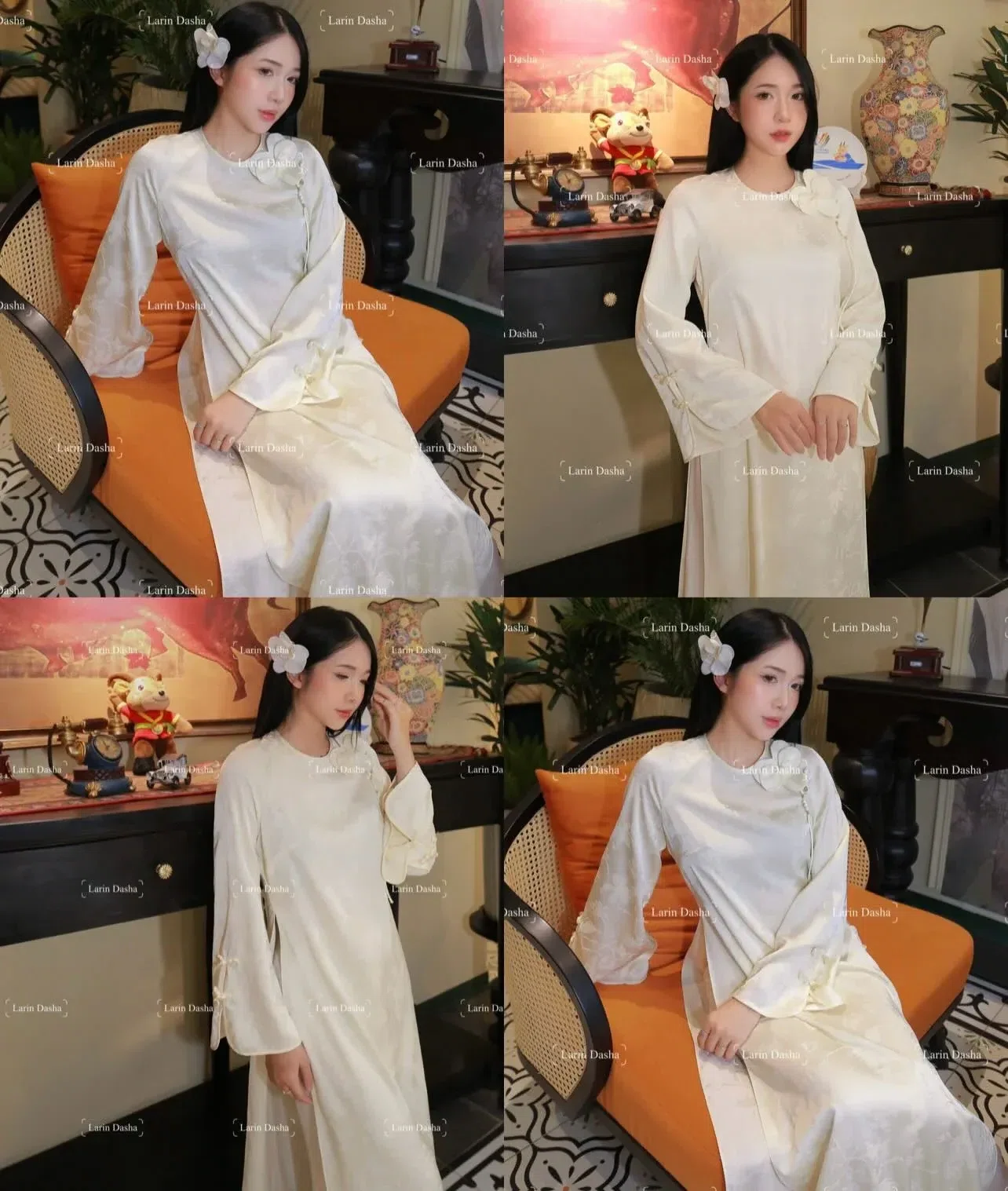 ÁO DÀI TRÂN SA ĐÍNH LAN HỒ ĐIỆP 1