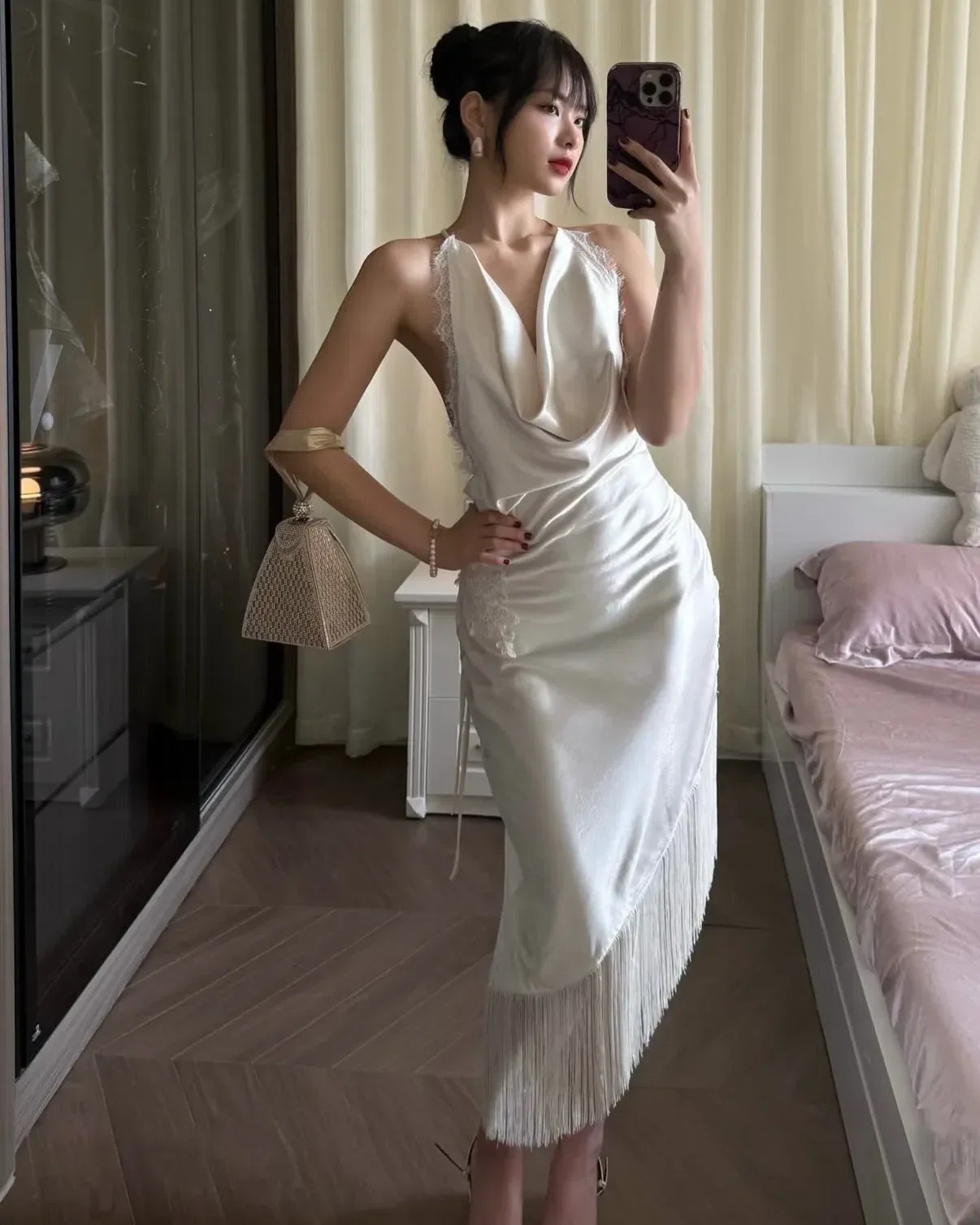 Fluid Satin Dress - size L 4