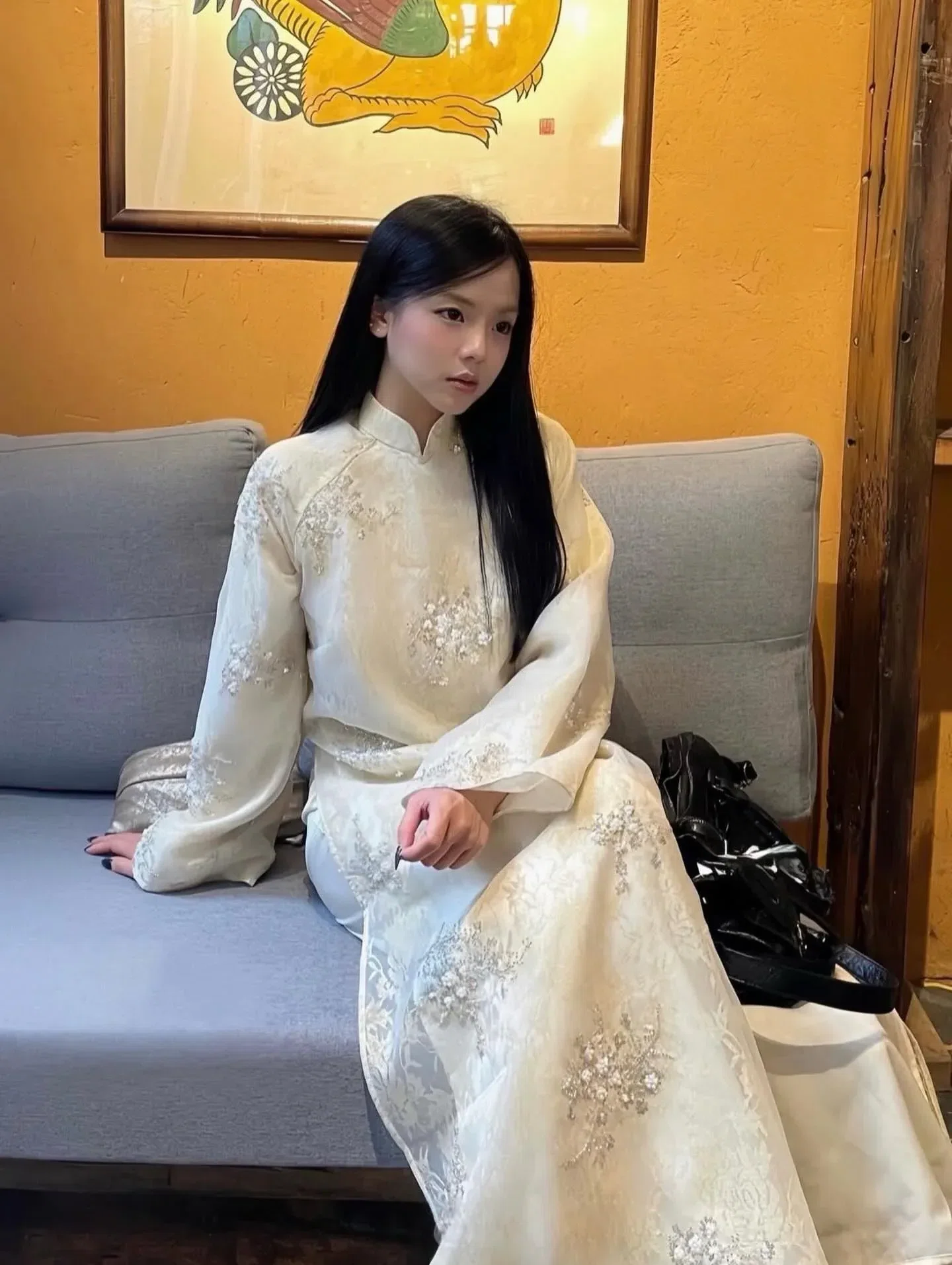 ÁO DÀI IVORY SIZE S M 1