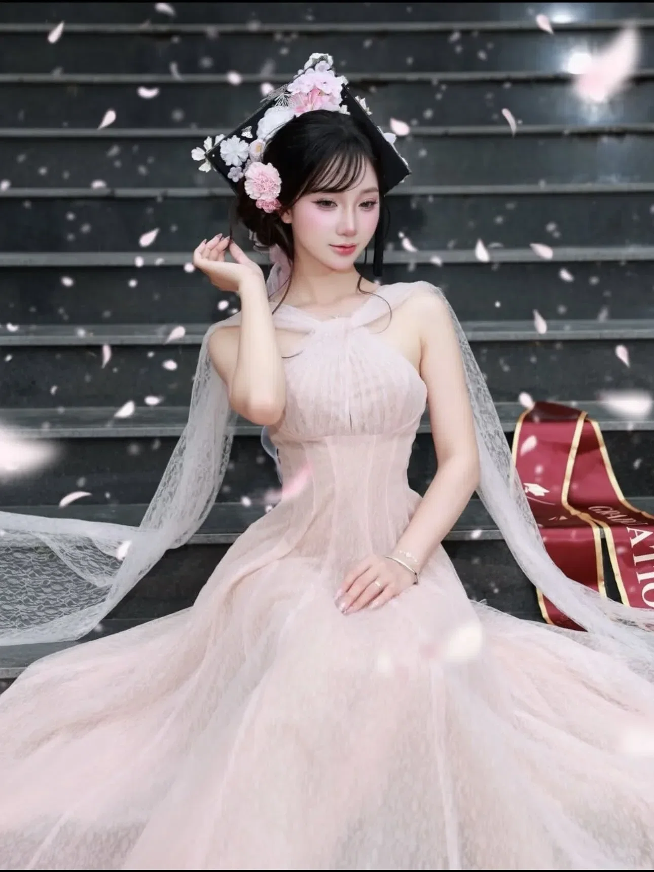 Brand: Sovintage House, Item Name: V462 CALIA Đầm ren lưới vạt Sò 1