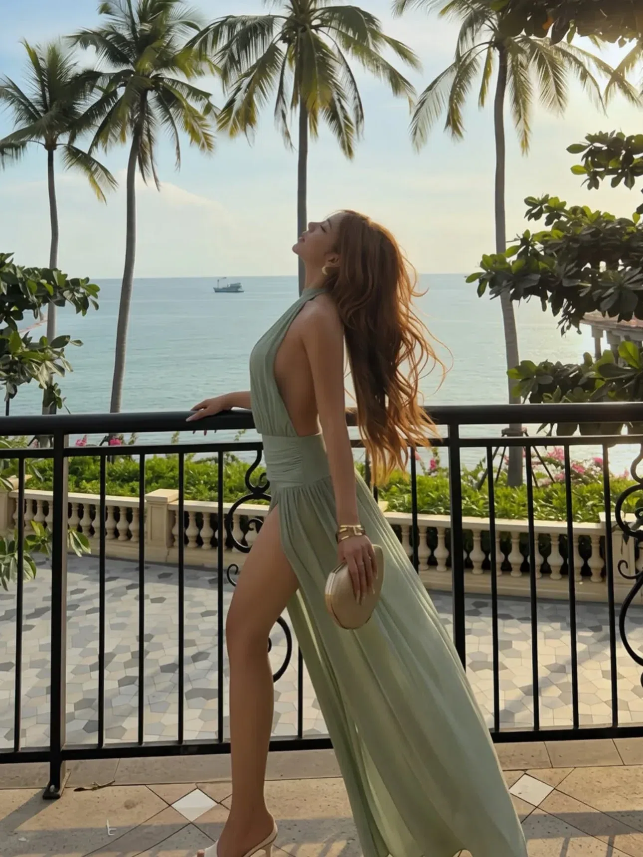 V597-598 Amoura Gown XANH & HỒNG 19