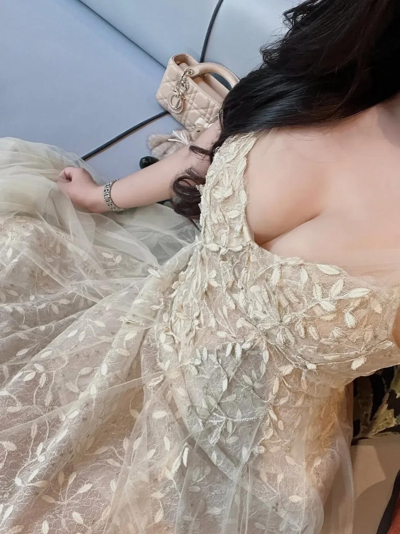 V548 Đầm 2s ren lá CHOUCHOU 7