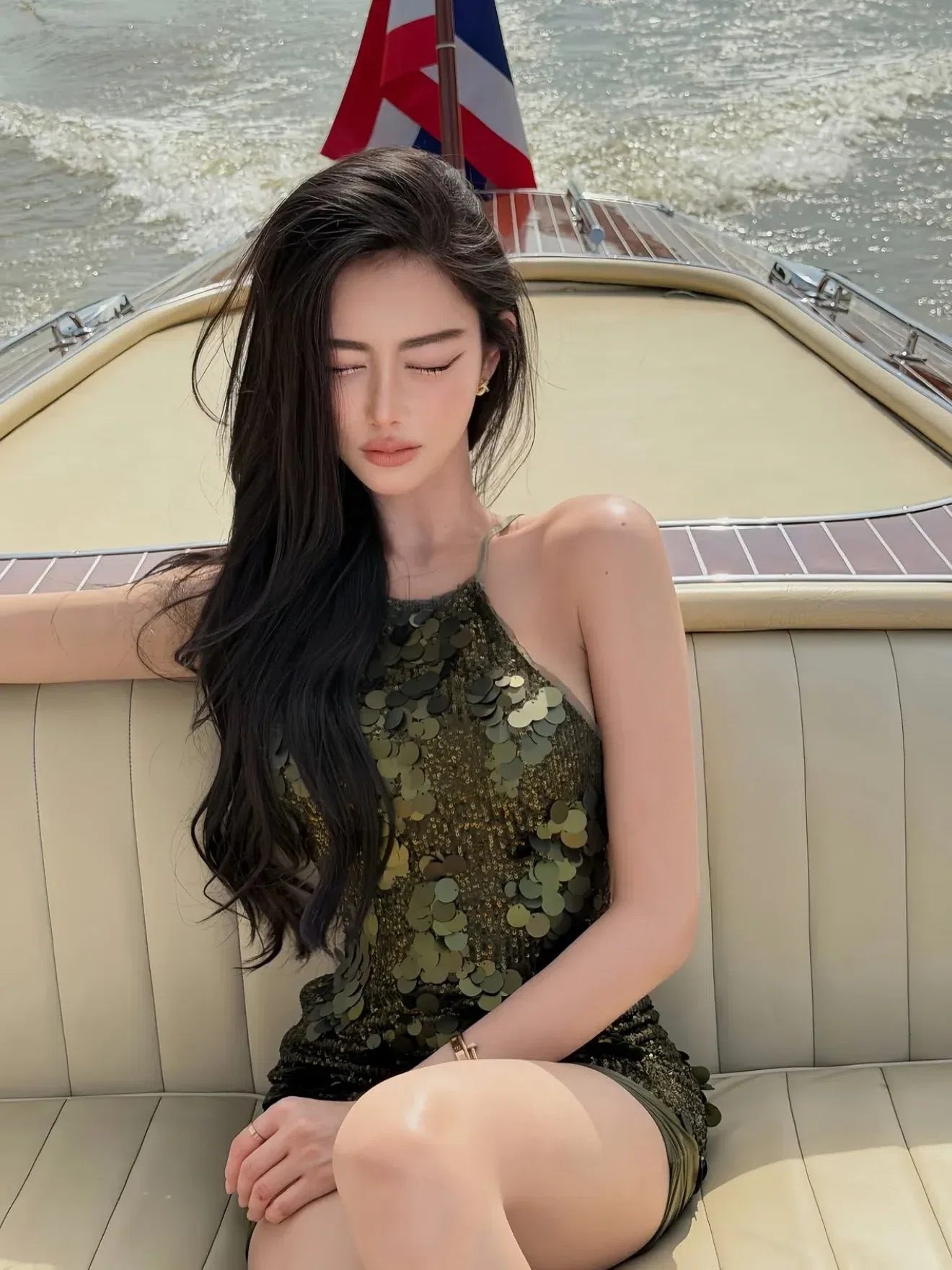 Đầm sequin xanh đen cao cấp DX0014 4