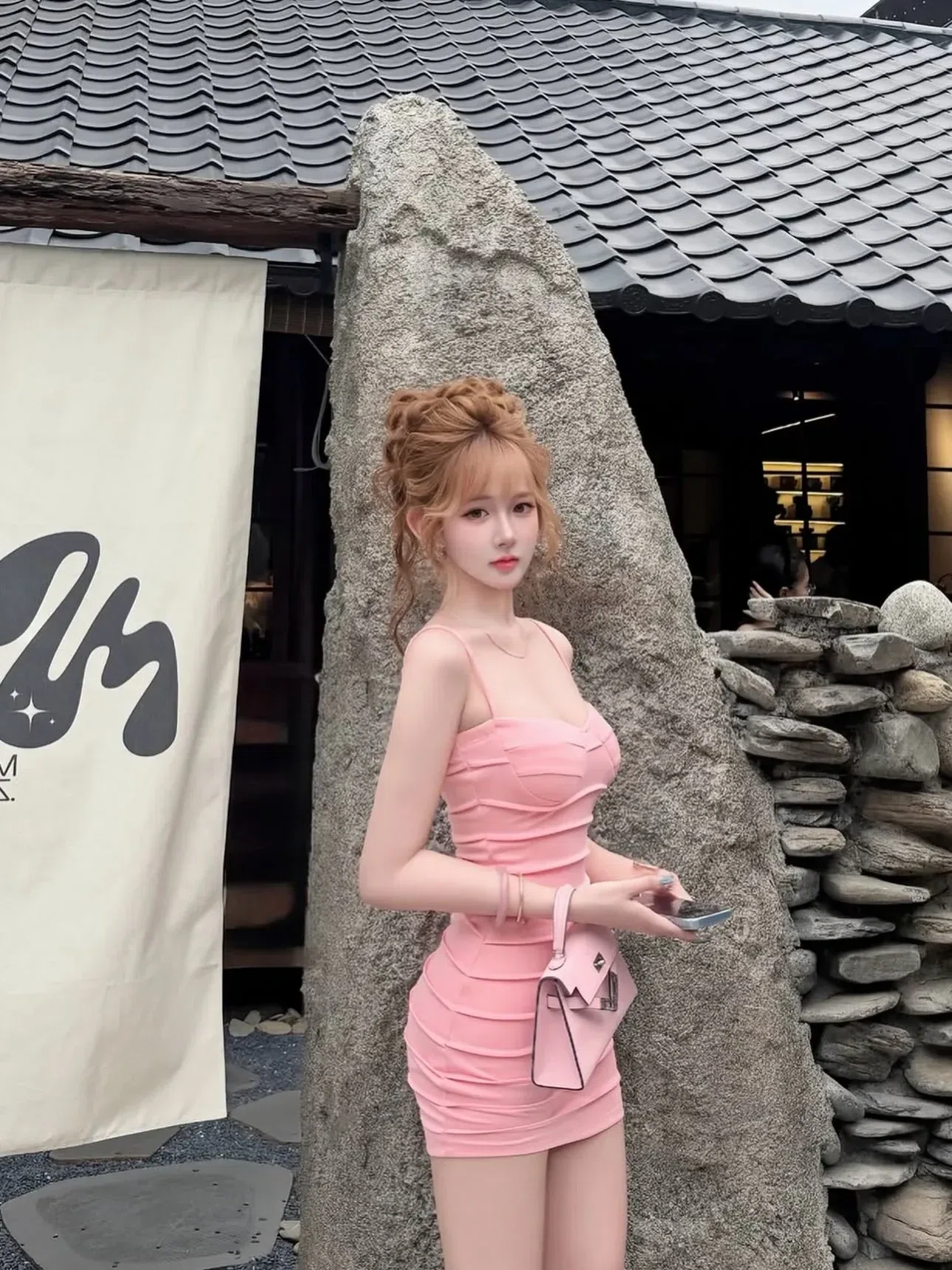 V637 Body HỒNG xếp ly - SIZE S 3