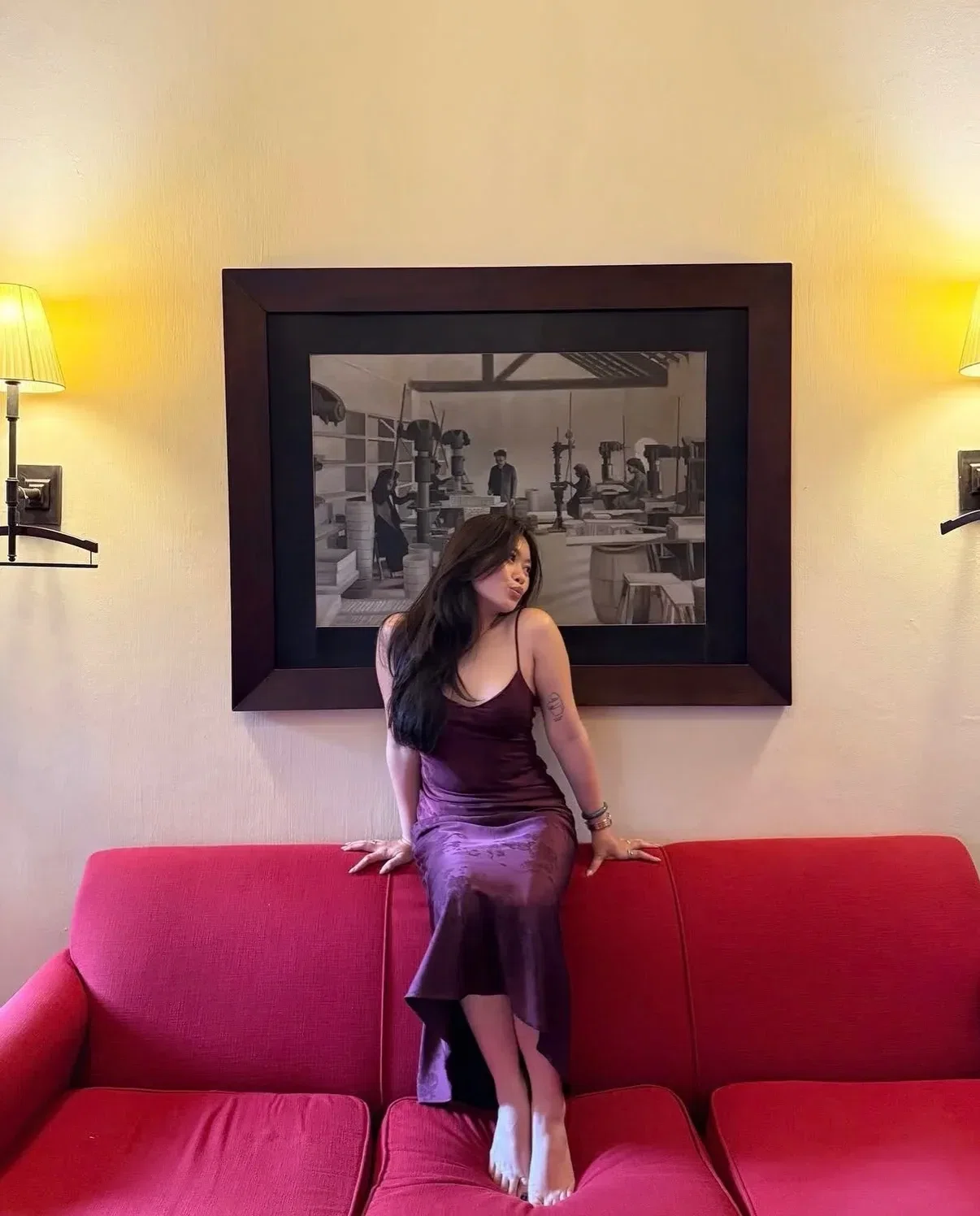 Burgundy 🍾 Luna Dress - size L (tím đậm) 9