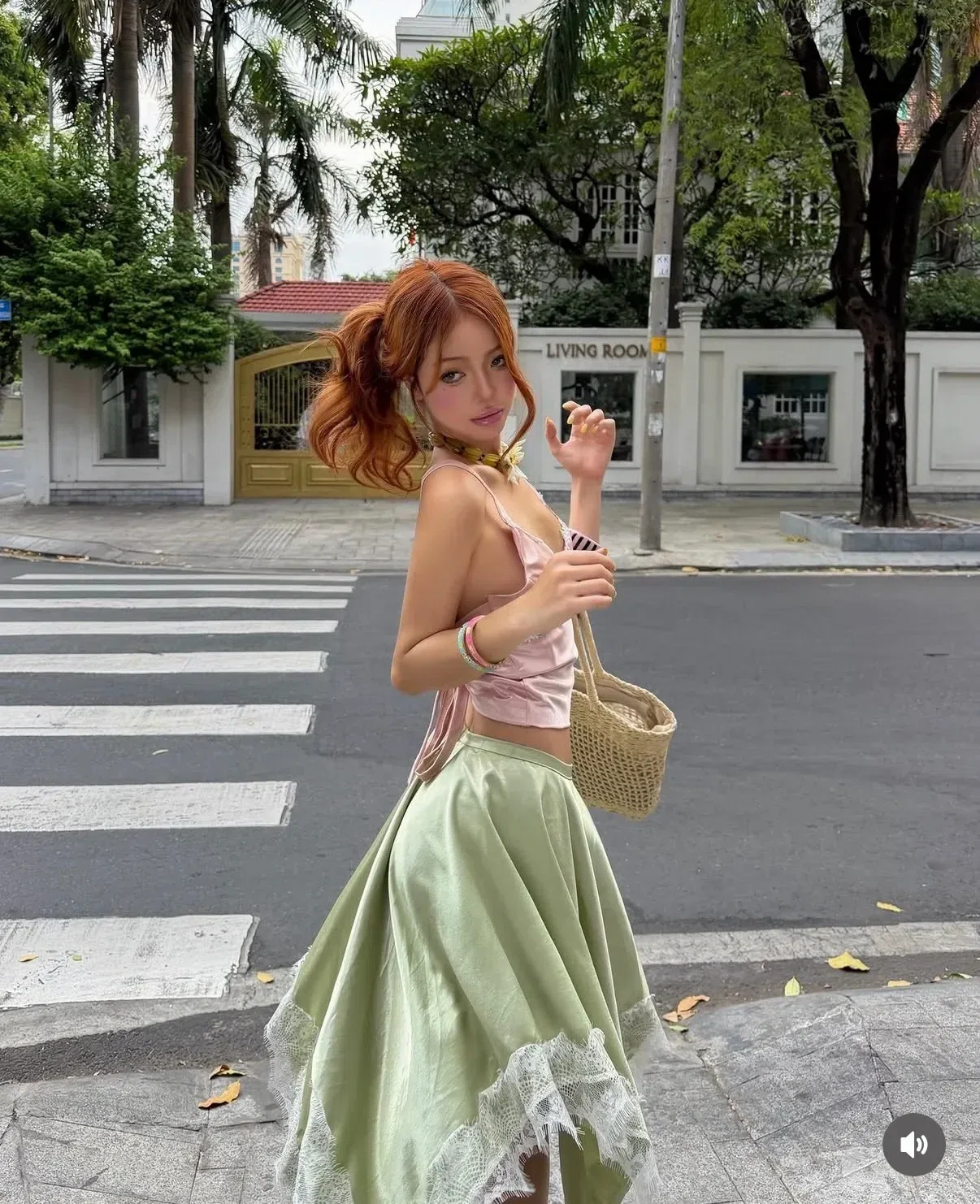 Set lụa xanh hồng - size L 4