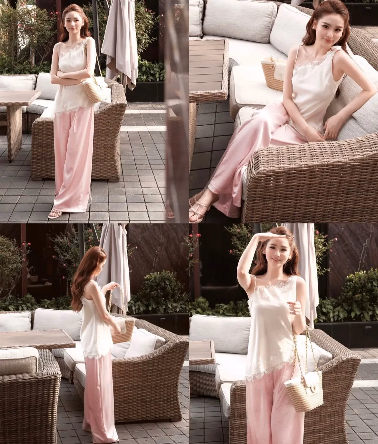 SET LỤA PHỐI REN CỔ CHÉO @mafille.official 1