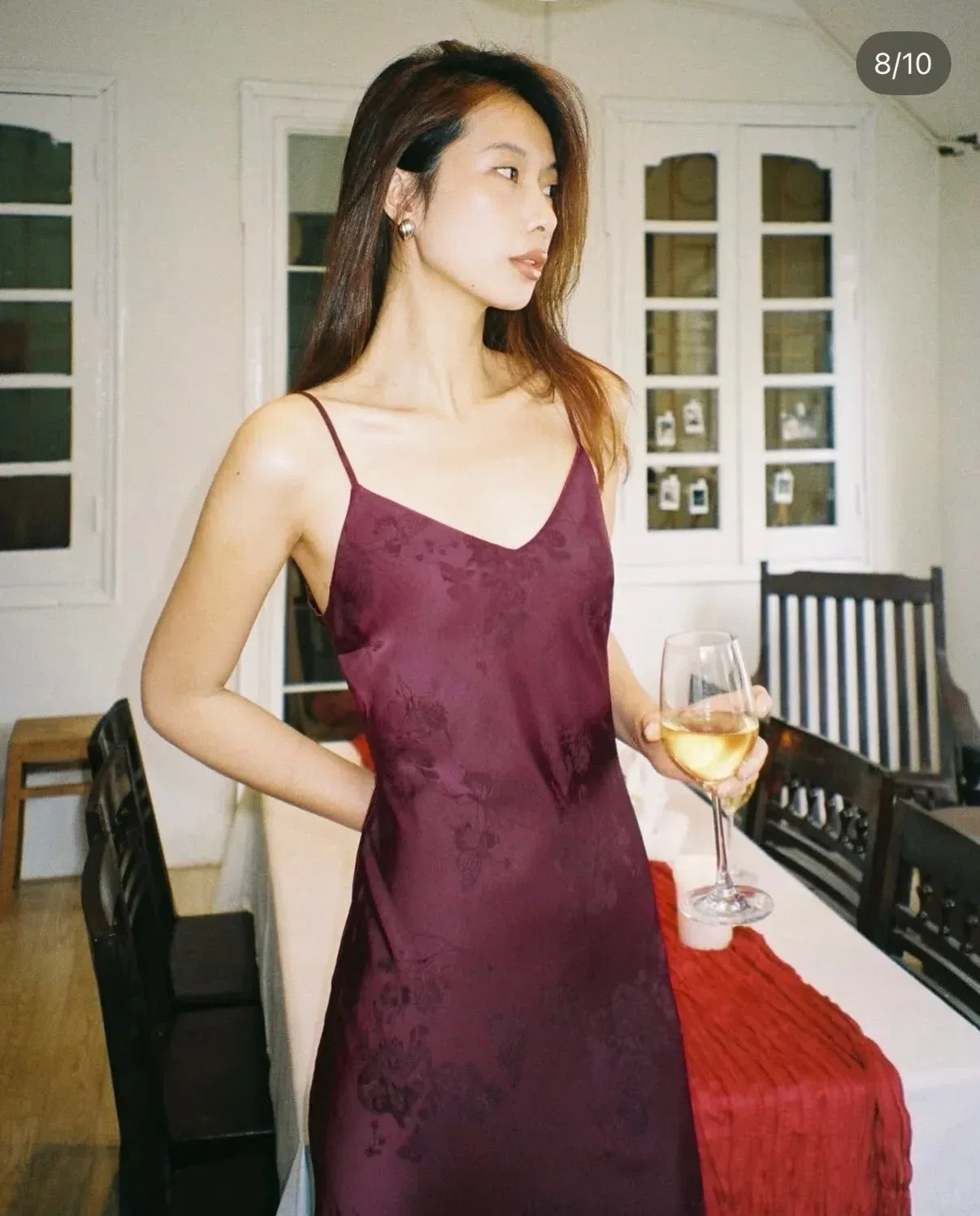 Burgundy 🍾 Luna Dress - size L (tím đậm) 7