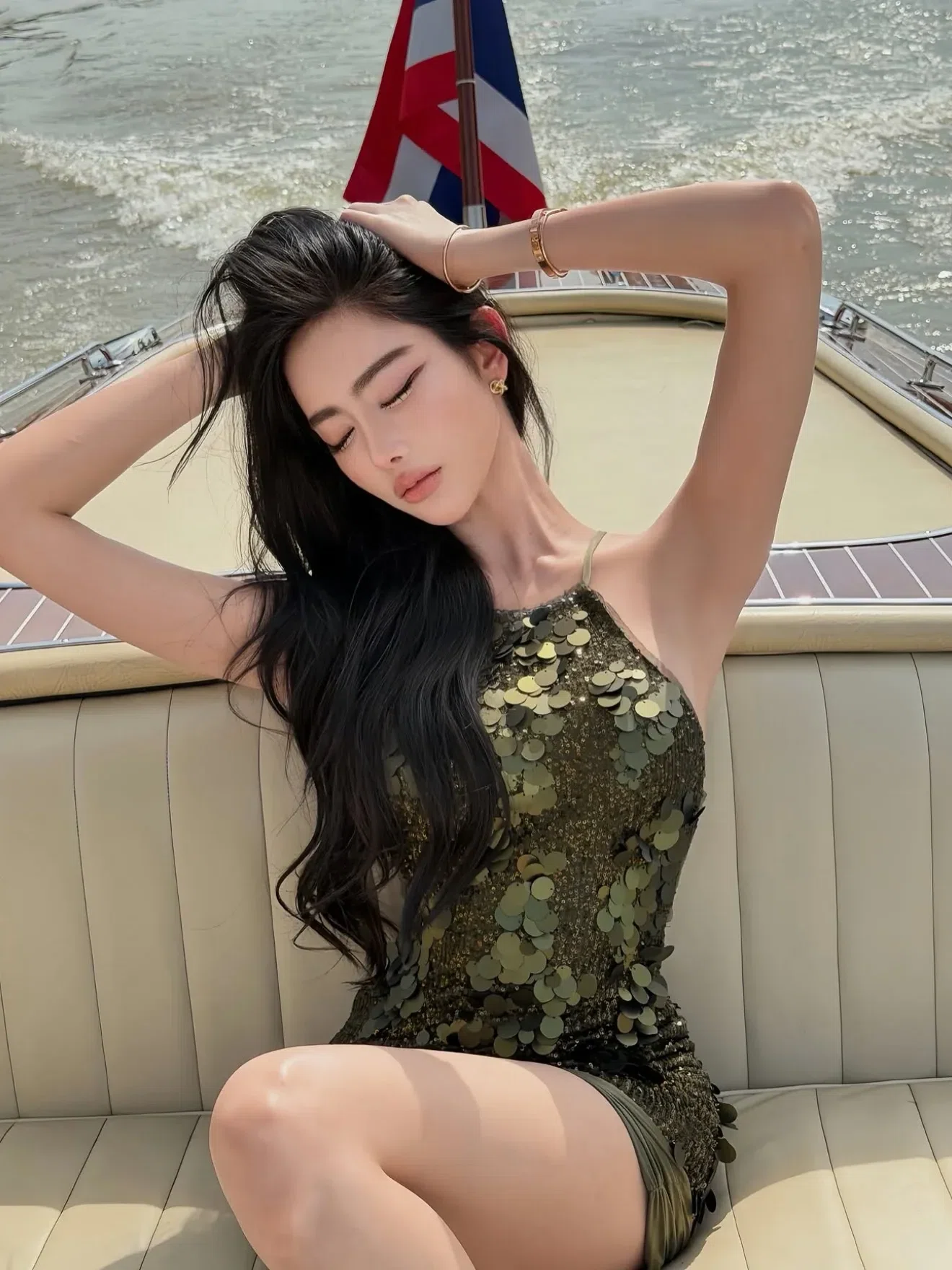 Đầm sequin xanh đen cao cấp DX0014 3