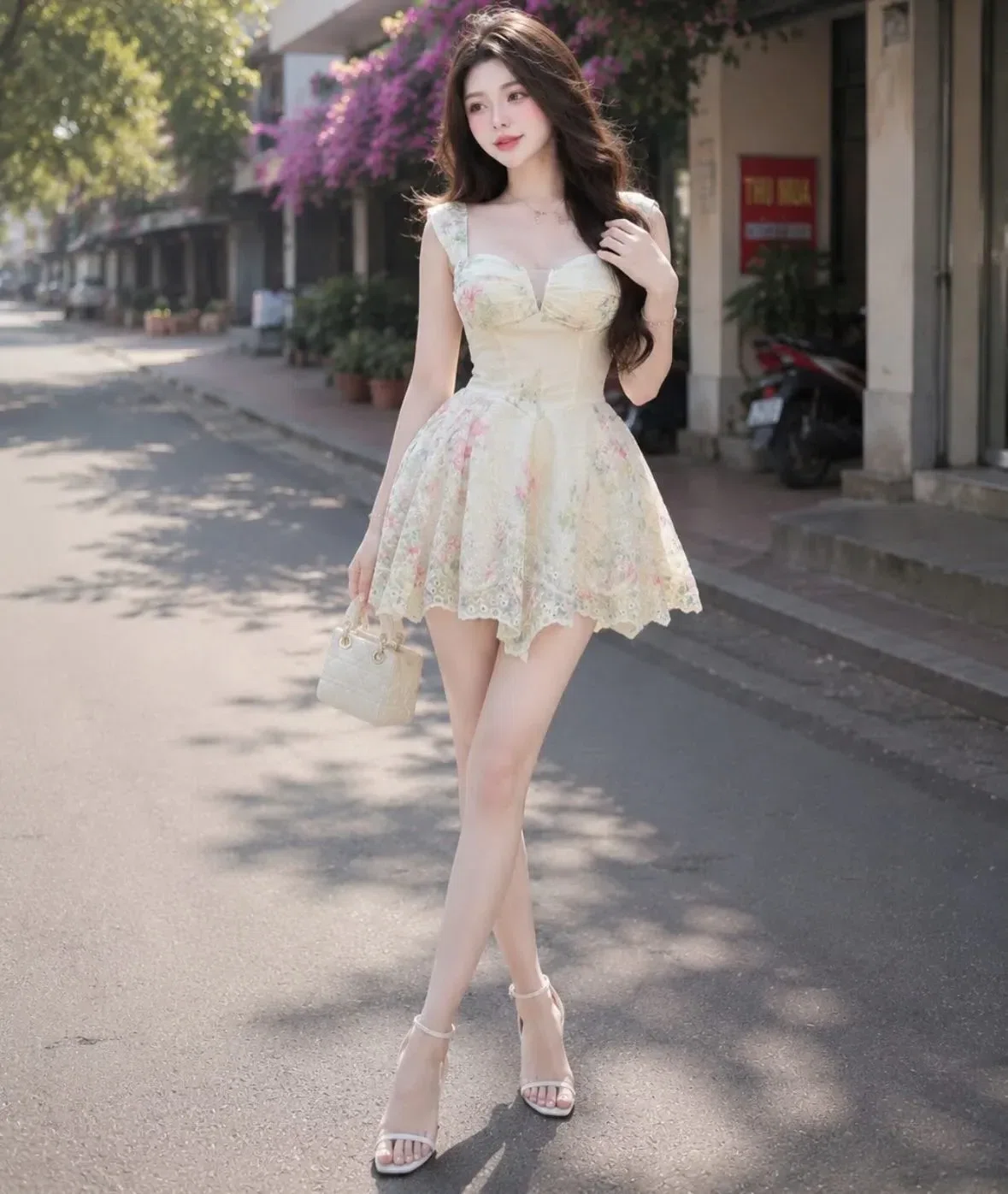 VÁY KEM HOA XẺ NGỰC ( kèm bảo hộ) 3