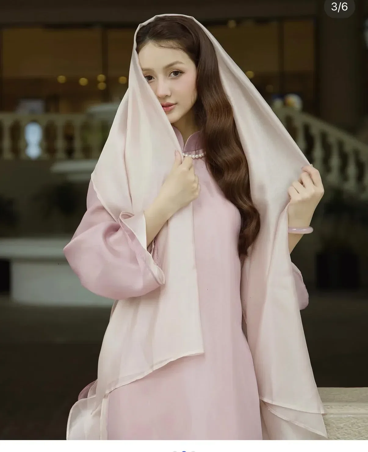 Áo dài Hồng Sa - size L fit M, L 18