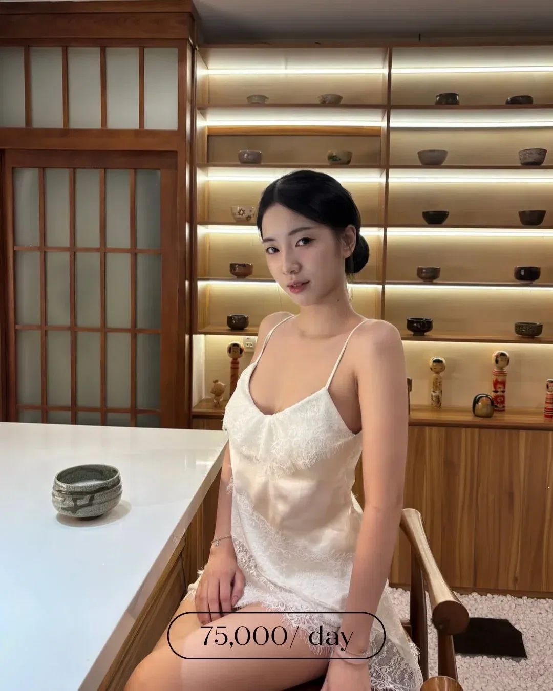 Áo lụa dây viền ren x Quần short 1