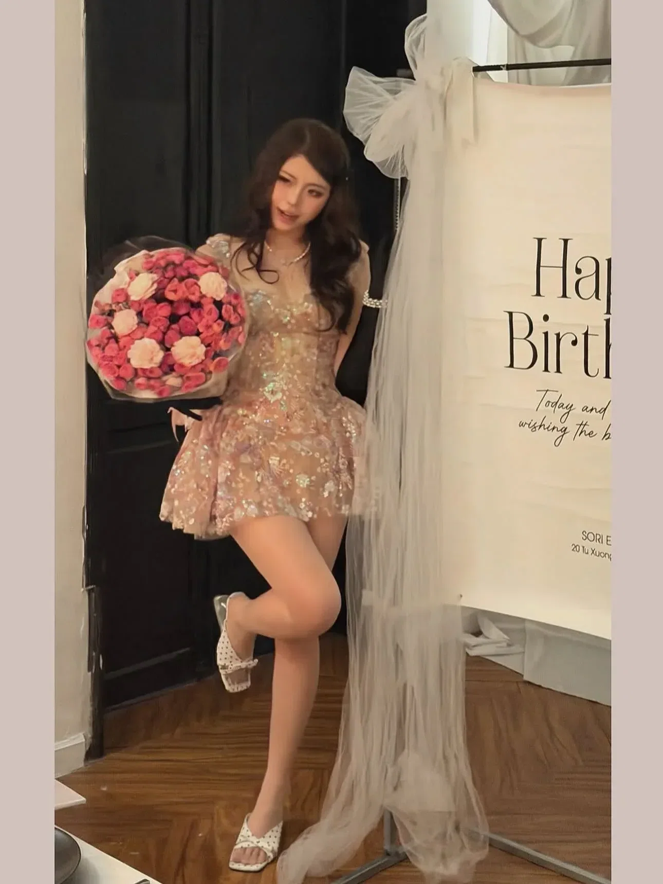 Thảobibi @thao_bibii V577 Đầm hoa kim sa 2